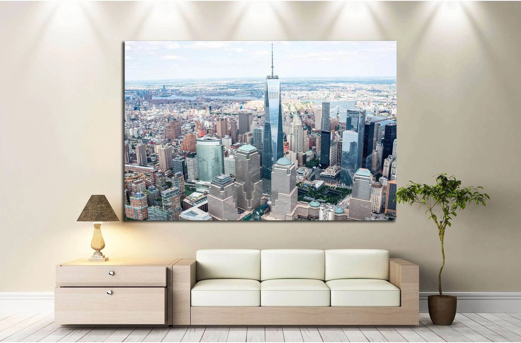 Manhattan from the air №1265 Ready to Hang Canvas Print - Zellart Canvas Prints 0_NY_ART, ALL_Products, s-1265