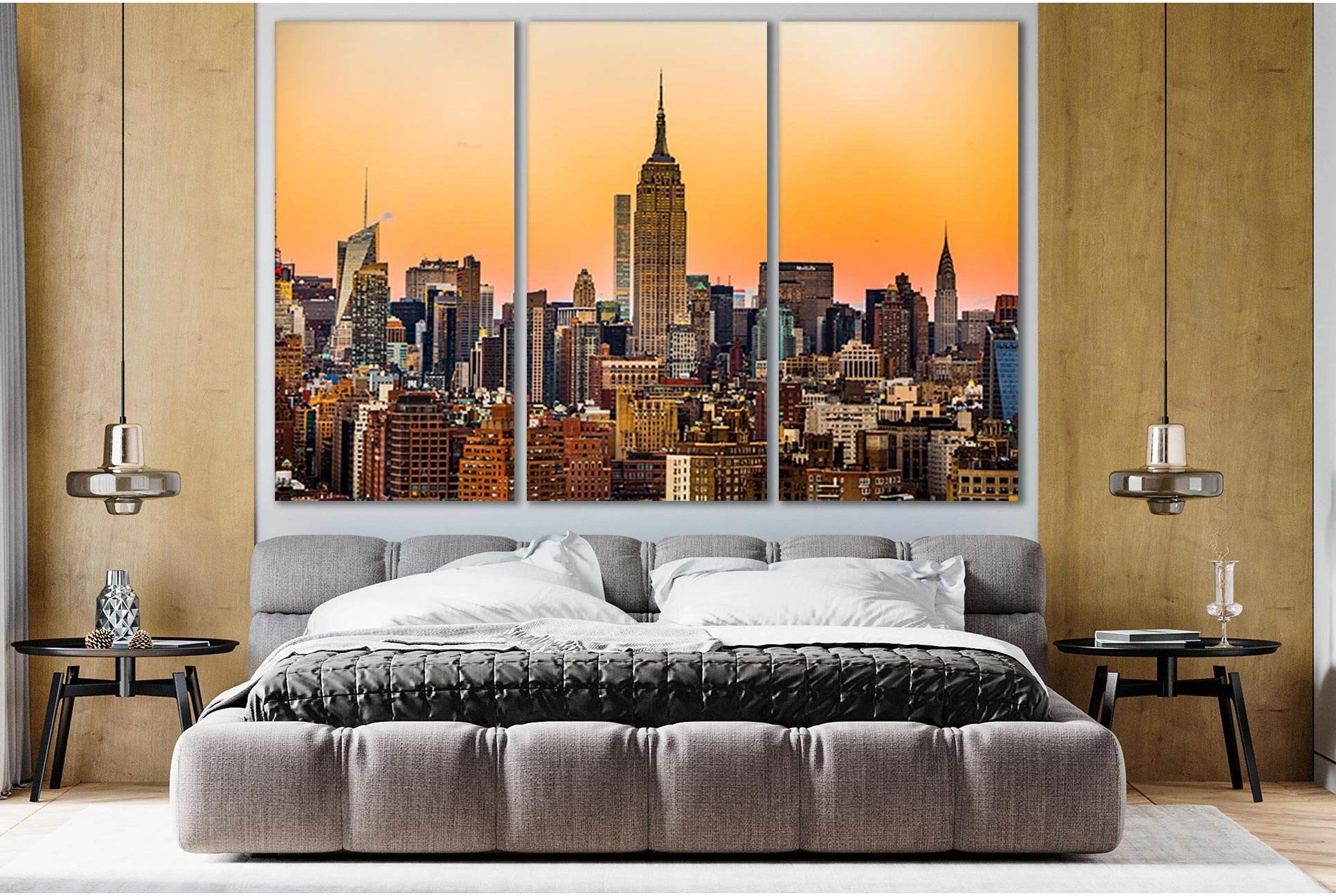 Manhattan New York At Sunset №SL343 Ready to Hang Canvas Print - Zellart Canvas Prints 0_NY_ART, 0new, ALL_Products, Cityscapes & Skylines