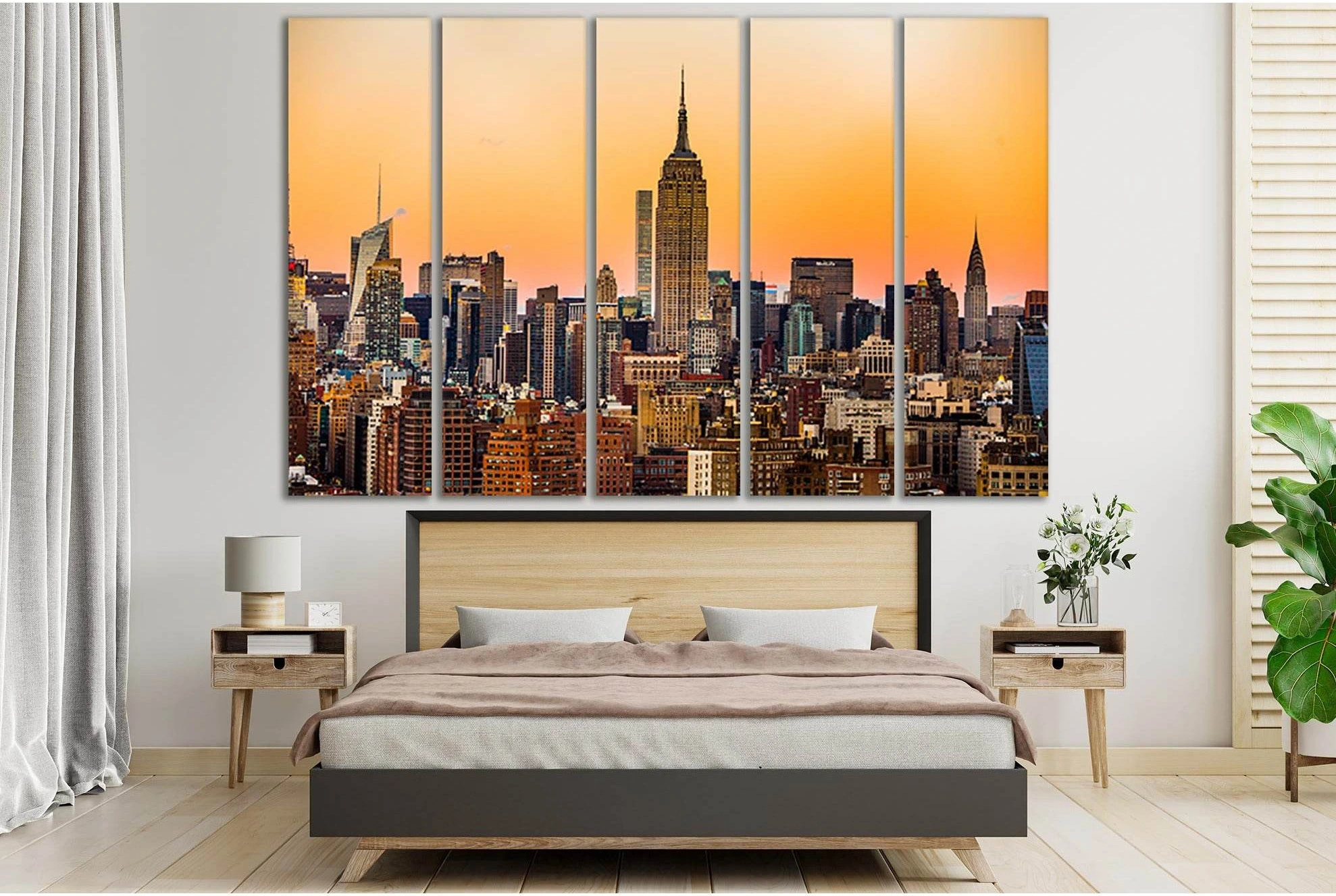 Manhattan New York At Sunset №SL343 Ready to Hang Canvas Print - Zellart Canvas Prints 0_NY_ART, 0new, ALL_Products, Cityscapes & Skylines