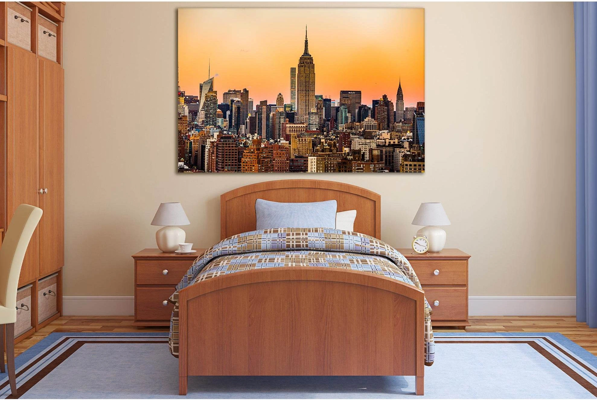 Manhattan New York At Sunset №SL343 Ready to Hang Canvas Print - Zellart Canvas Prints 0_NY_ART, 0new, ALL_Products, Cityscapes & Skylines