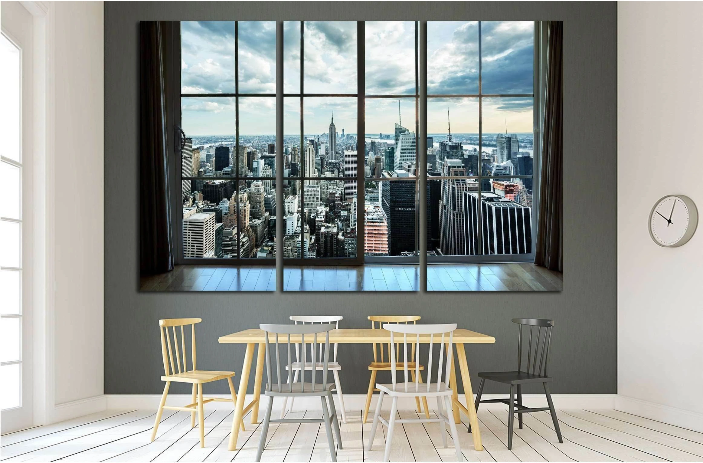 Manhattan New York City Skyline Buildings, Breathtaking Penthouse №2147 Ready to Hang Canvas Print - Zellart Canvas Prints 0_NY_ART, ALL_Products, s-2147