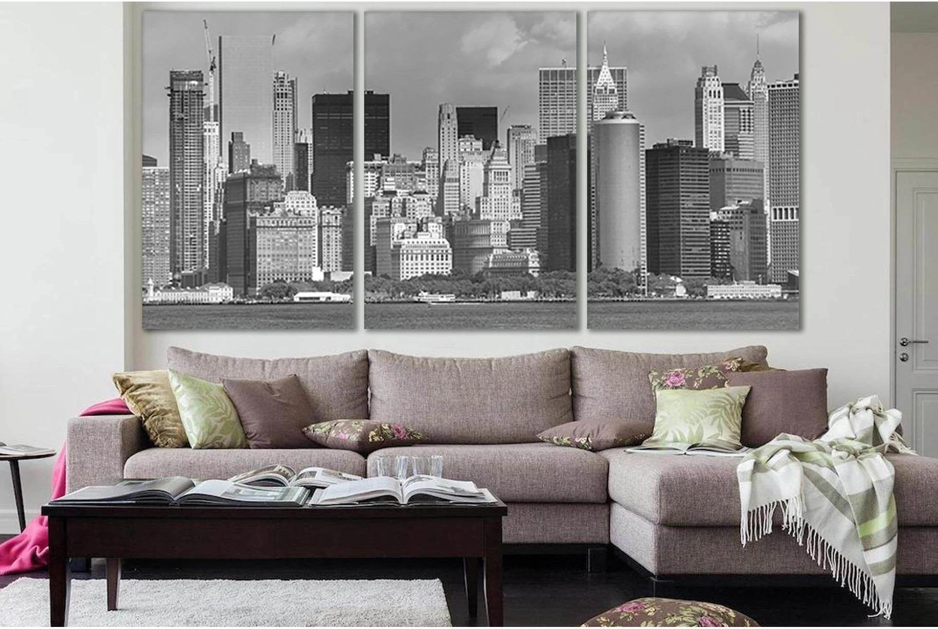 Manhattan New York №SL871 Ready to Hang Canvas Print - Zellart Canvas Prints 0_NY_ART, 0new, ALL_Products, Black & White Wall Art