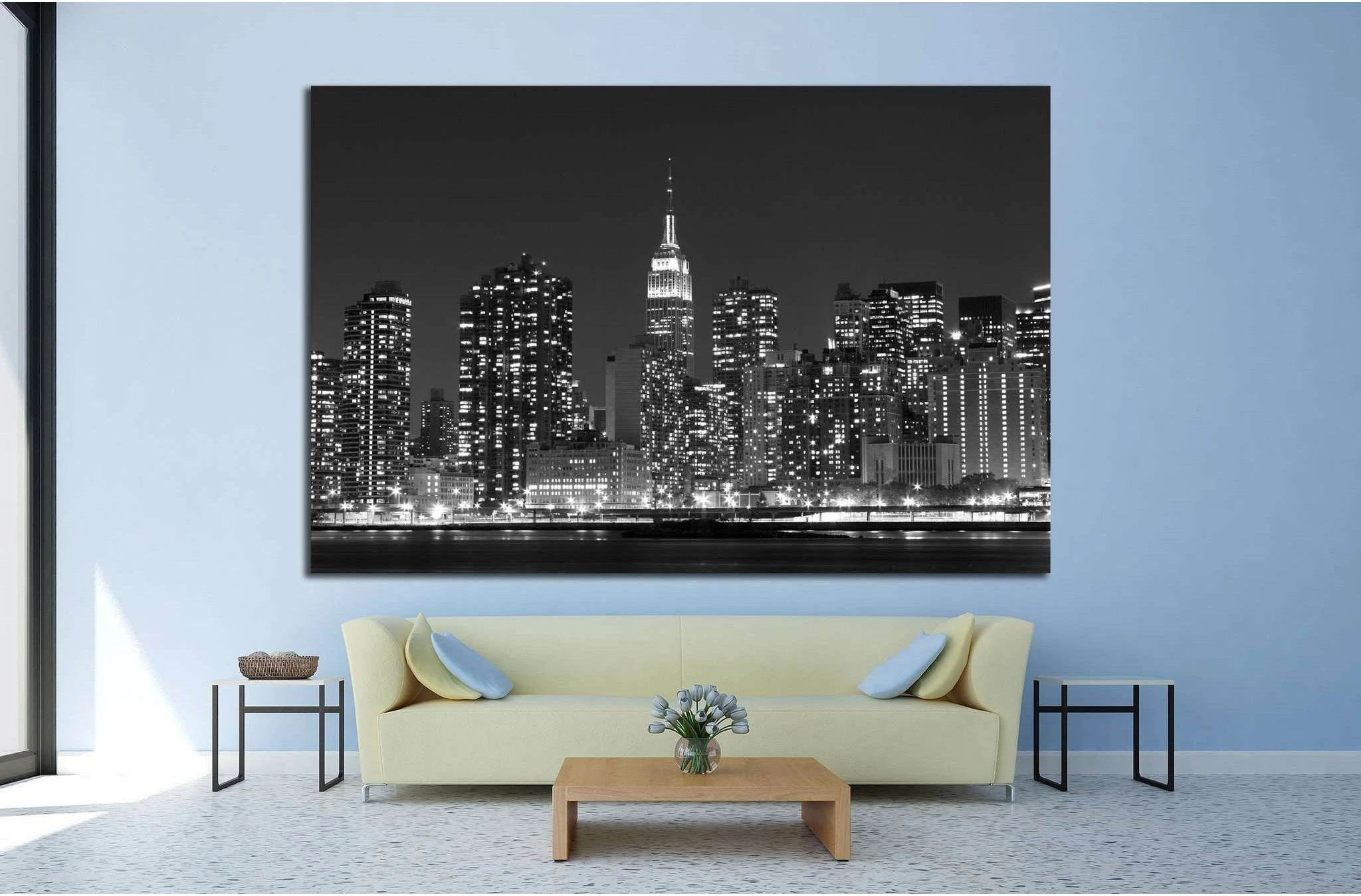 Manhattan skyline at Night №777 Ready to Hang Canvas Print - Zellart Canvas Prints 0_NY_ART, ALL_Products, s-777