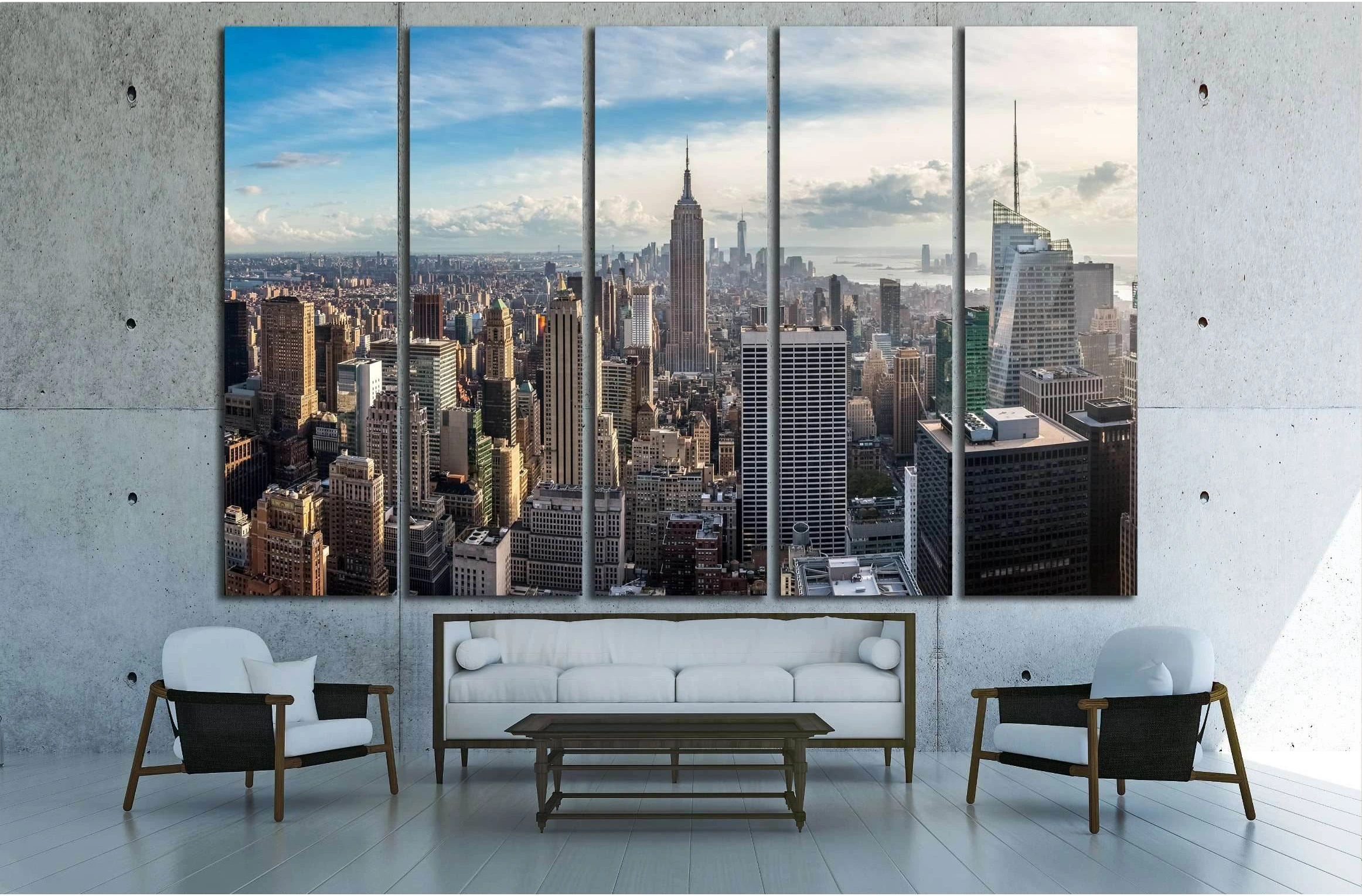 Manhattan skyline at sunset, New York City №2647 Ready to Hang Canvas Print - Zellart Canvas Prints 0_NY_ART, ALL_Products, s-2647