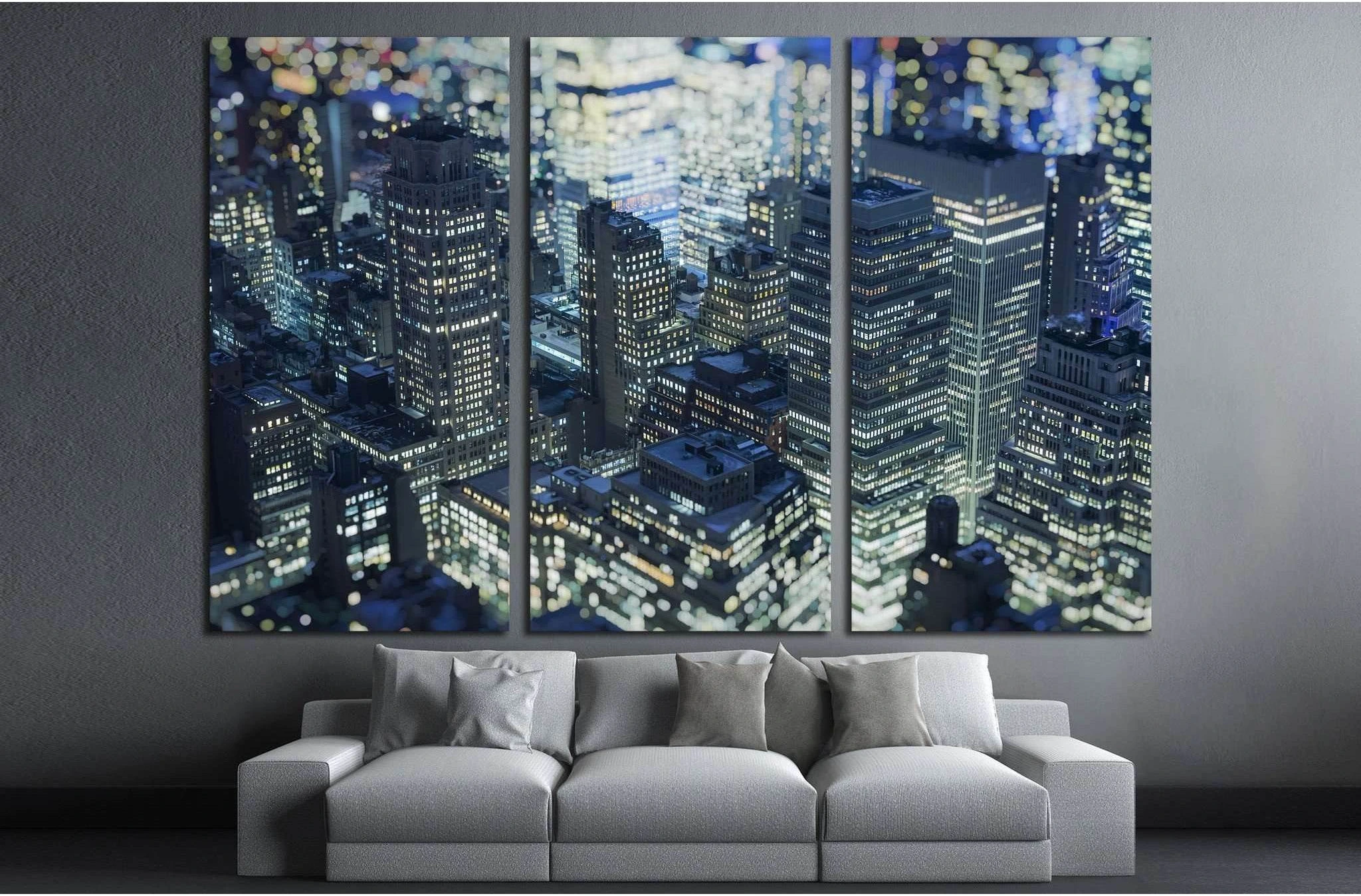 Manhattan Skyline ,New York City,blurred background №2054 Ready to Hang Canvas Print - Zellart Canvas Prints 0_NY_ART, ALL_Products, s-2054