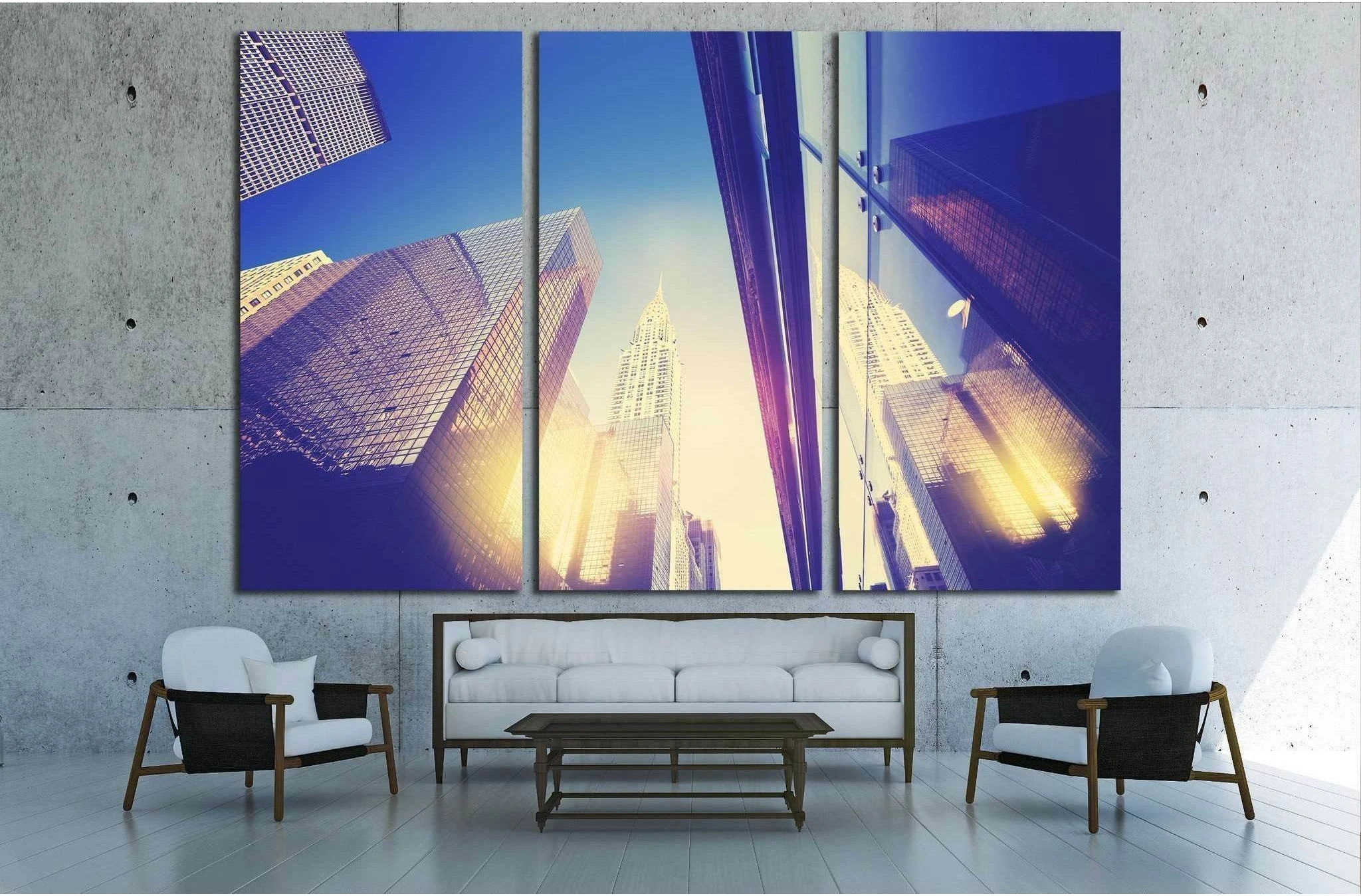 Manhattan skyscrapers at sunset reflected in windows, NYC, USA №1783 Ready to Hang Canvas Print - Zellart Canvas Prints 0_NY_ART, ALL_Products, s-1783