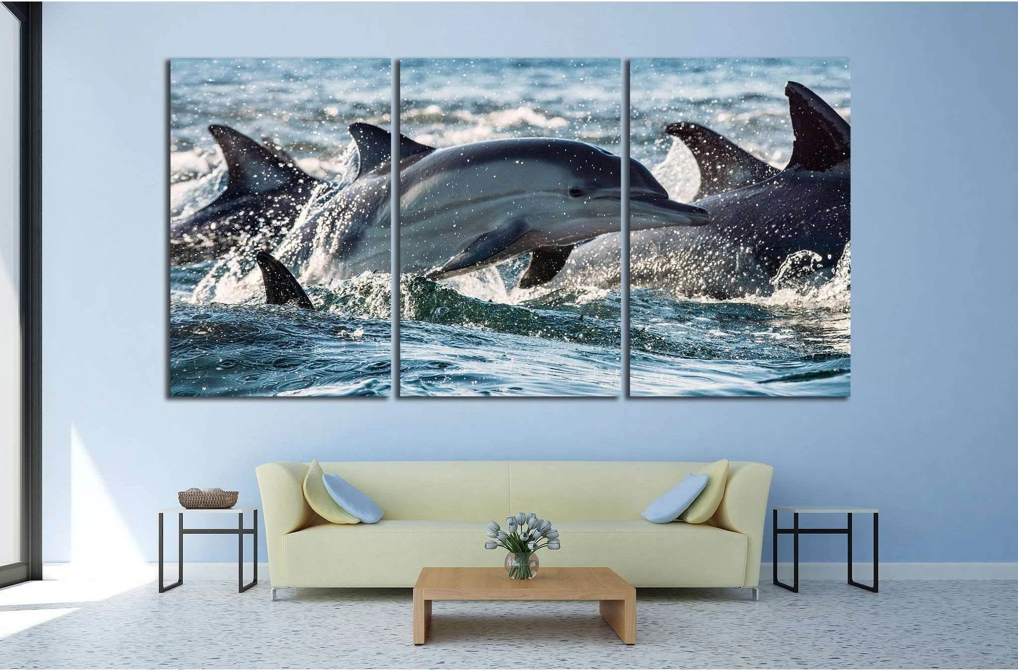 Many Dolphins №514 Ready to Hang Canvas Print - Zellart Canvas Prints ALL_Products, s-514