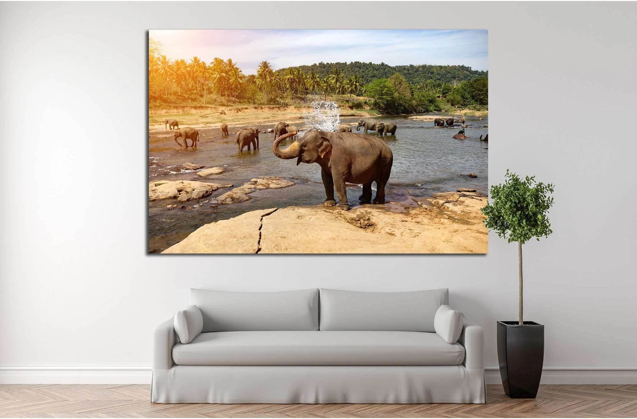 Many Elephants №193 Ready to Hang Canvas Print - Zellart Canvas Prints ALL_Products, Elephant, wd-193