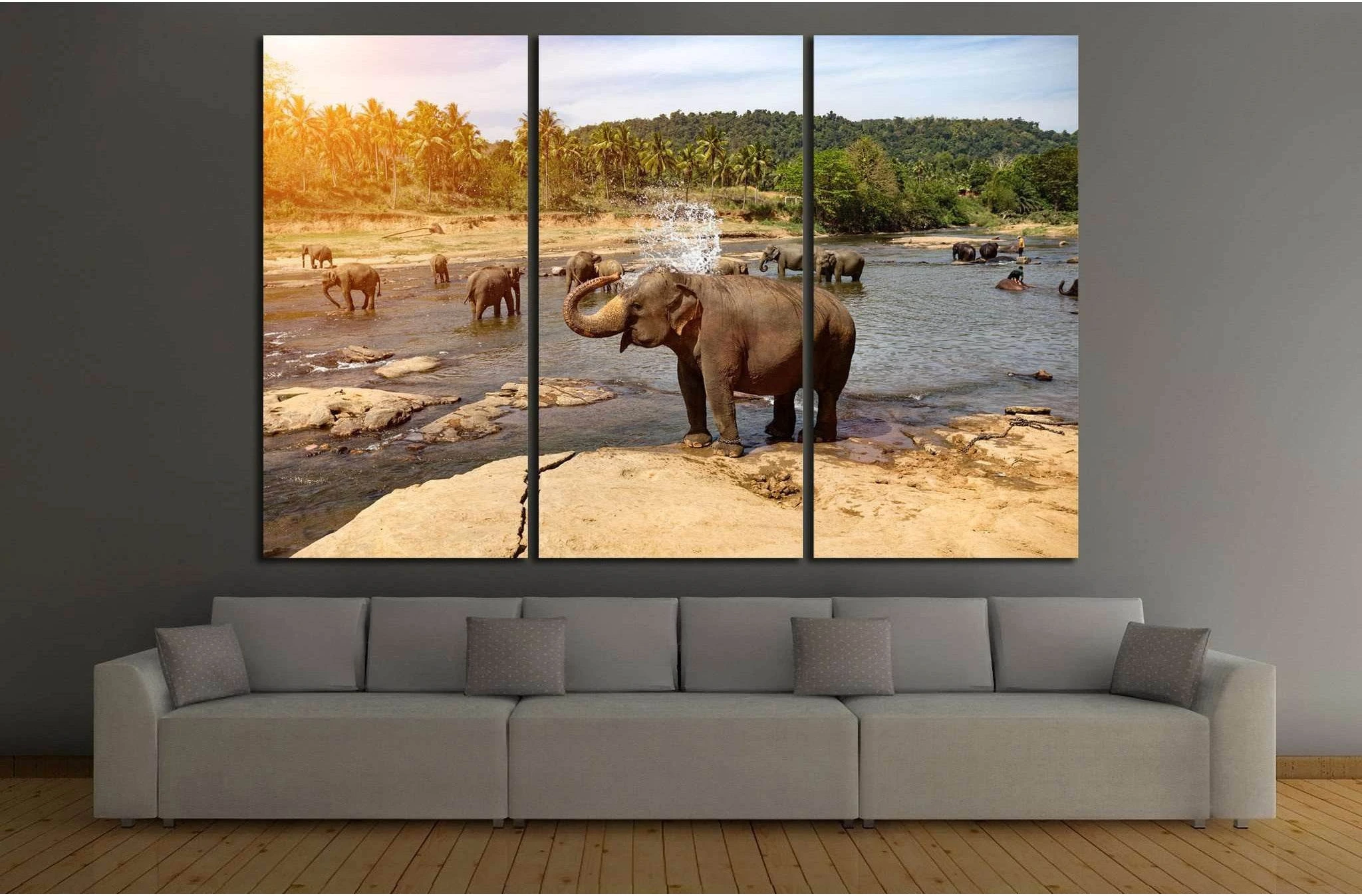 Many Elephants №193 Ready to Hang Canvas Print - Zellart Canvas Prints ALL_Products, Elephant, wd-193