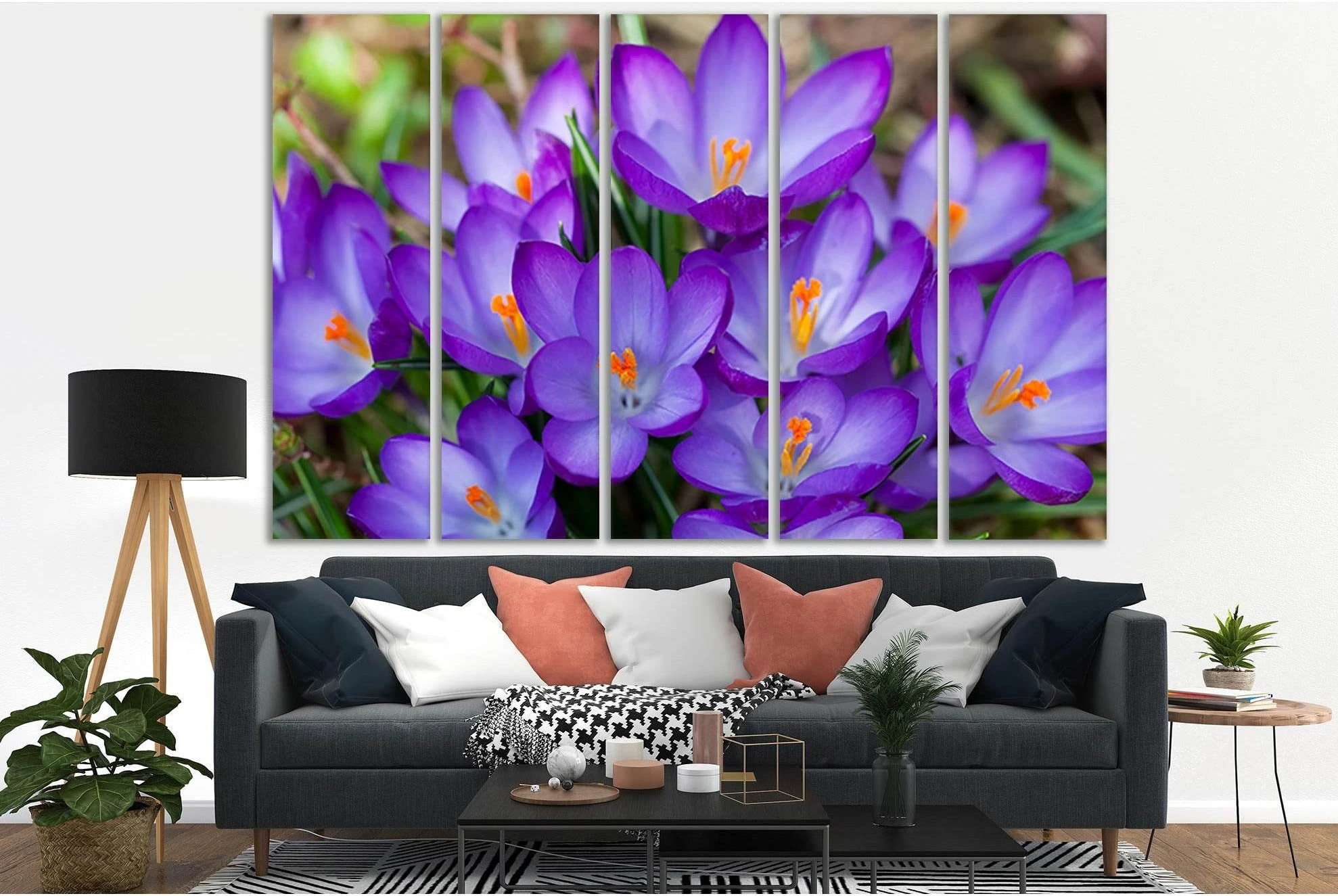 Many Purple Flowers №SL702 Ready to Hang Canvas Print - Zellart Canvas Prints 0new, ALL_Products, Floral & Botanical Wall Art