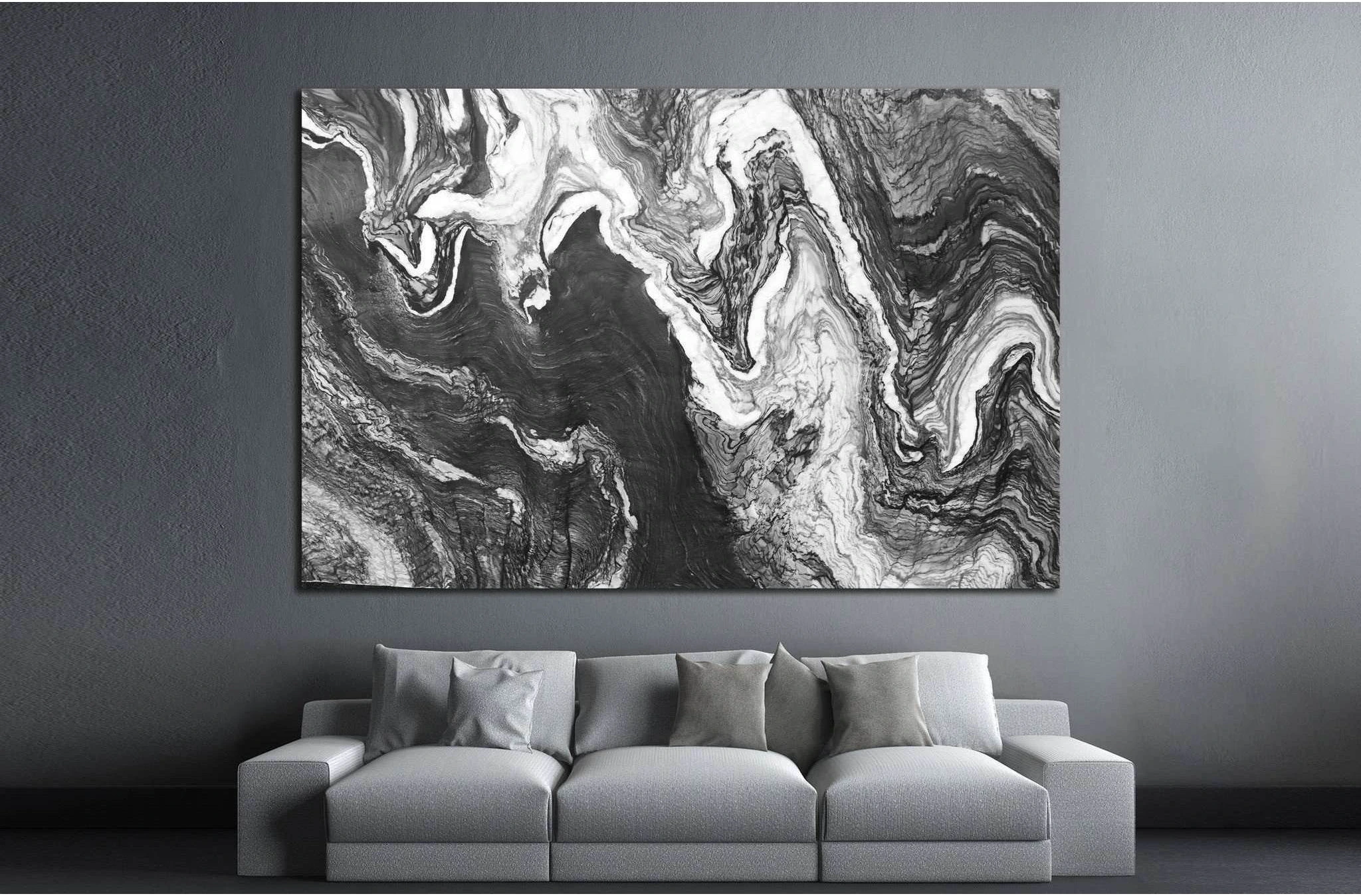 marble layers design gray stone №1595 Ready to Hang Canvas Print - Zellart Canvas Prints ALL_Products, s-1595