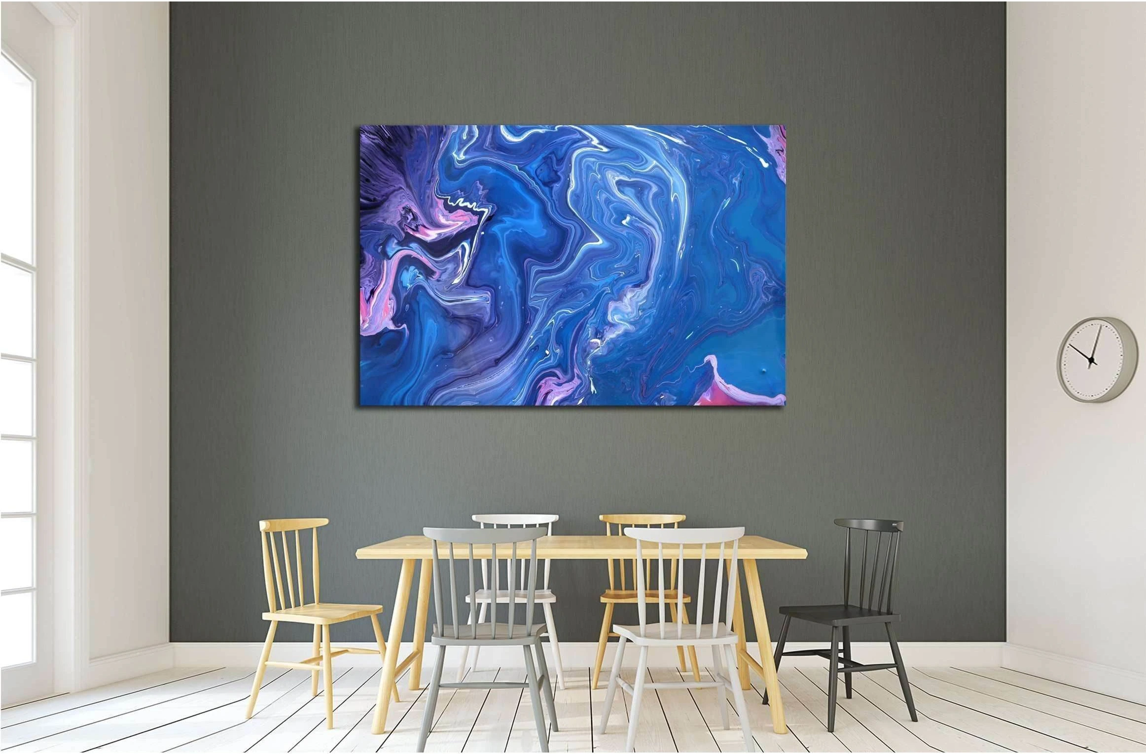 Marble texture. Blue and pink painted waves. Modern artistic design. №2562 Ready to Hang Canvas Print - Zellart Canvas Prints ALL_Products, s-2562