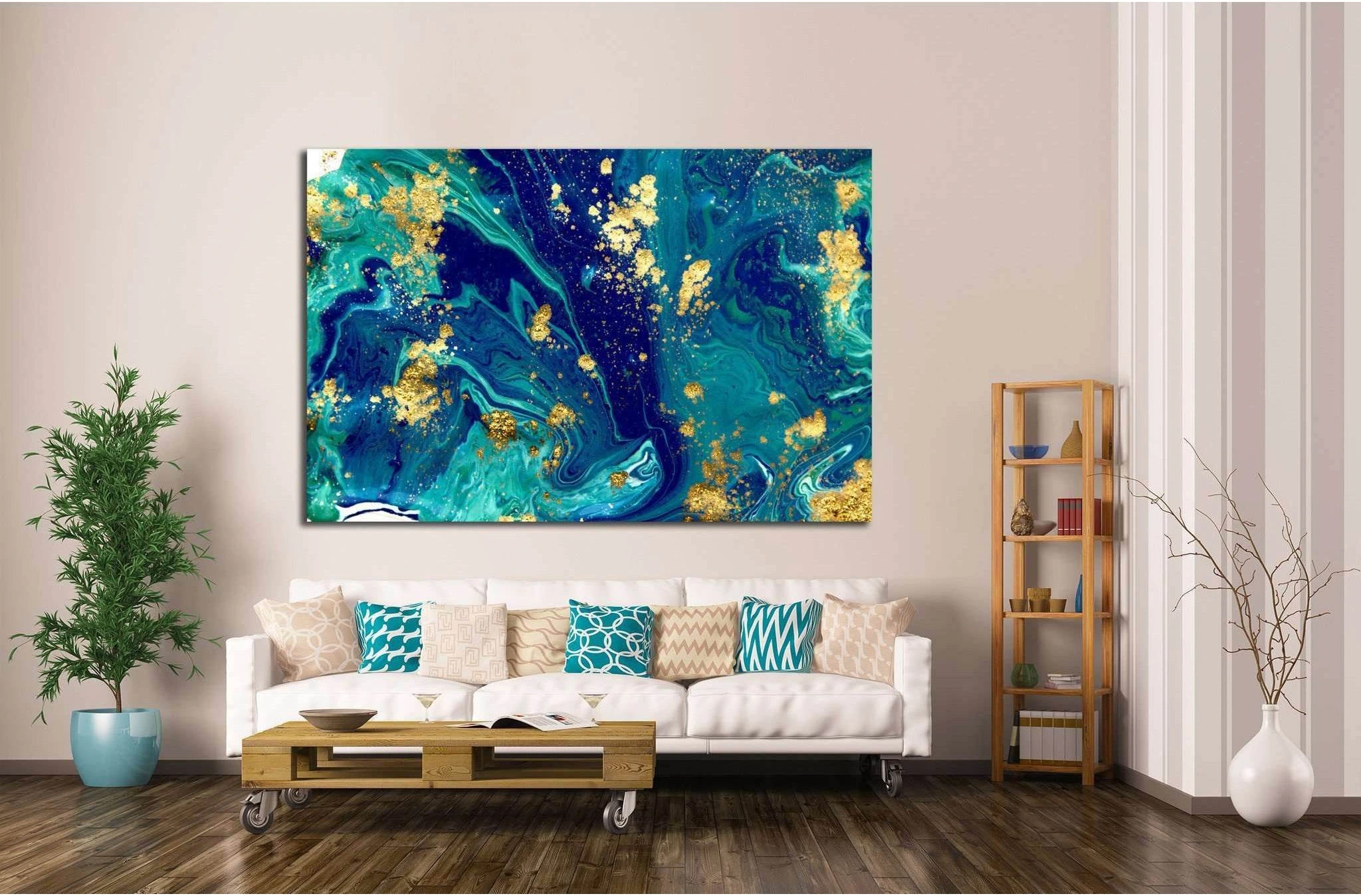 Marbled blue abstract №1060 Ready to Hang Canvas Print - Zellart Canvas Prints ALL_Products, s-1060