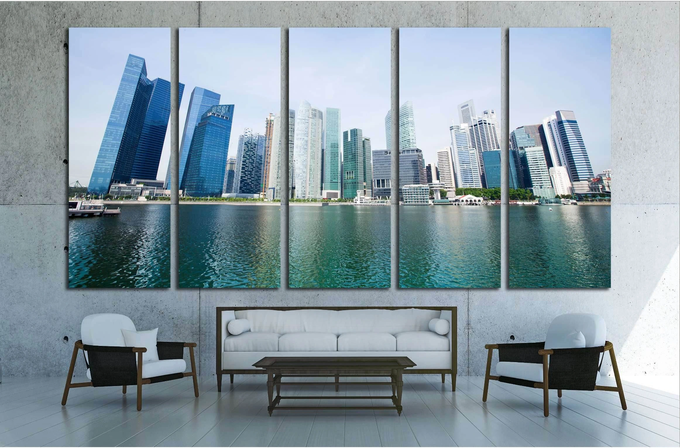 Marina Bay Skyscrapers in Singapore №2300 Ready to Hang Canvas Print - Zellart Canvas Prints ALL_Products, s-2300