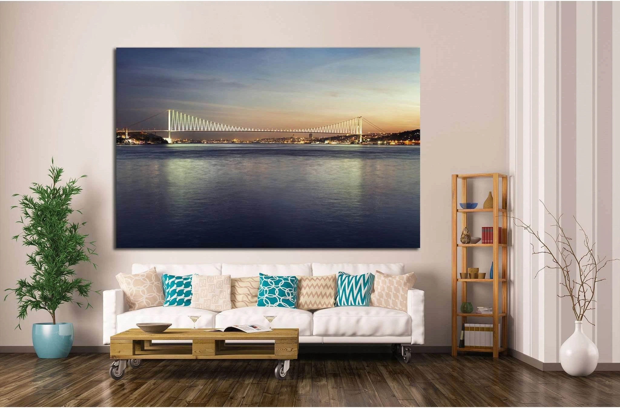 Martyrs Bridge (Bosphorus Bridge) №1281 Ready to Hang Canvas Print - Zellart Canvas Prints ALL_Products, s-1281