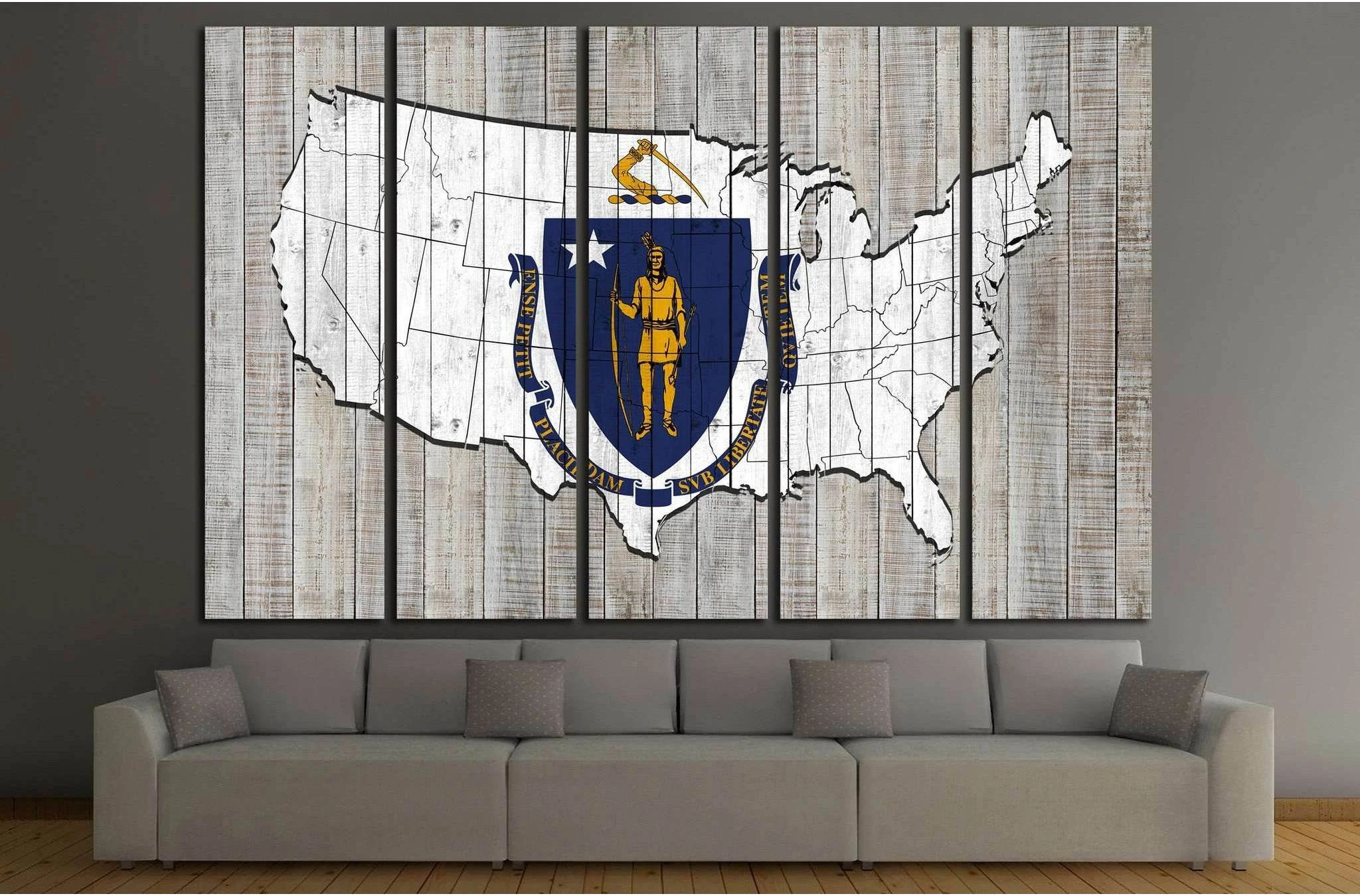 Massachusetts flag №677 Ready to Hang Canvas Print - Zellart Canvas Prints ALL_Products, s-677