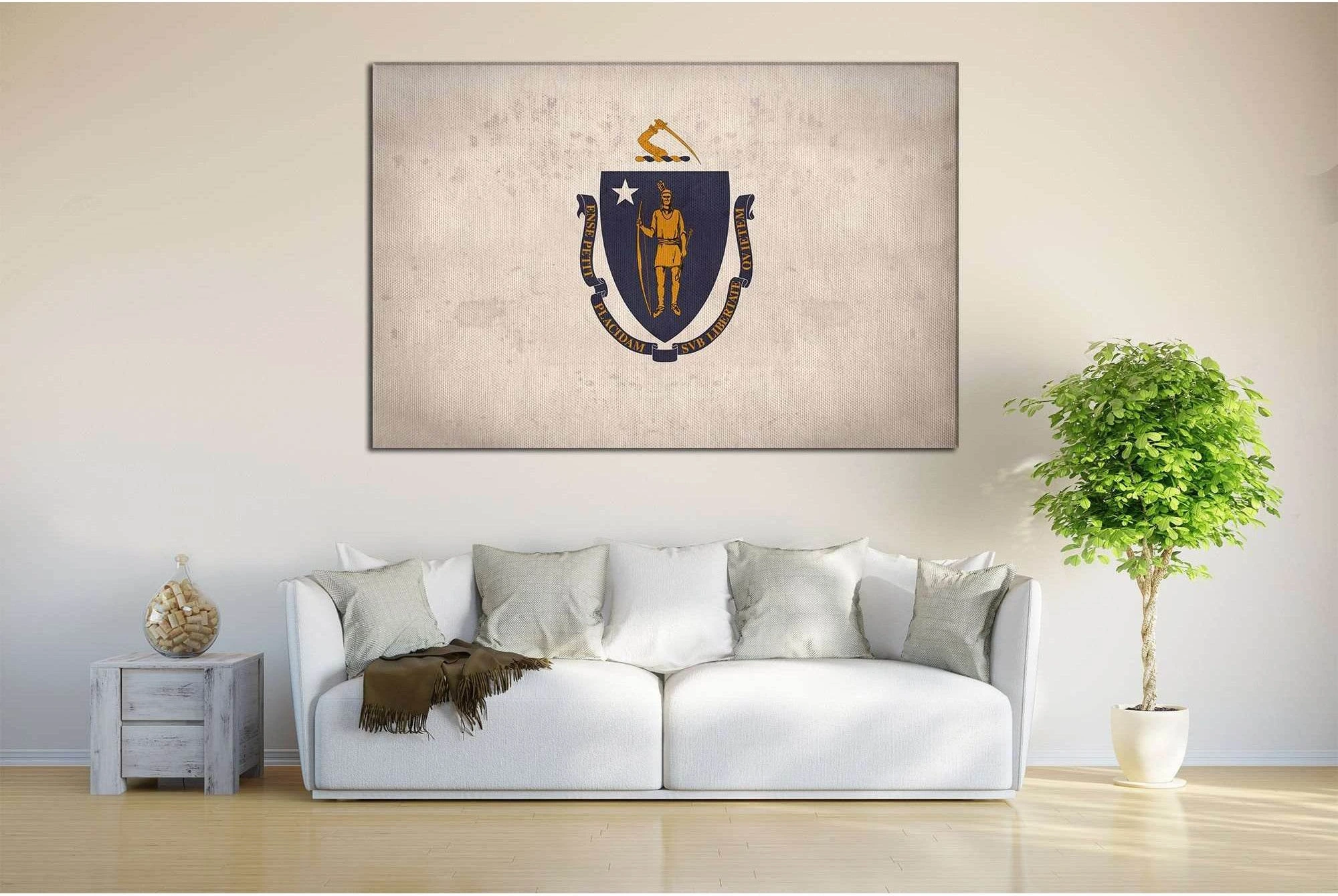 Massachusetts Flag №823 Ready to Hang Canvas Print - Zellart Canvas Prints ALL_Products, z-823