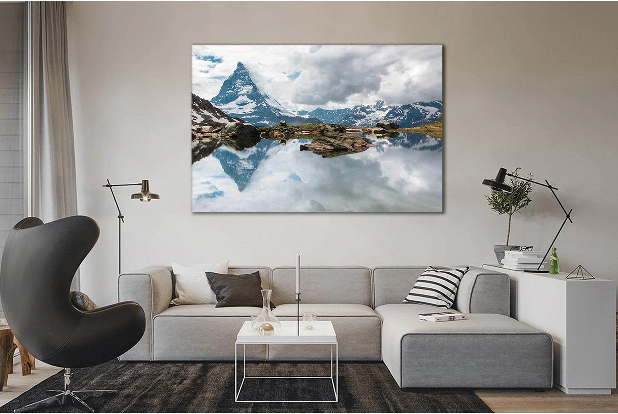Matterhorn Reflection In The Lake №Sl40 Ready to Hang Canvas Print - Zellart Canvas Prints 0new, ALL_Products, Nature & Landscapes Canvas Print