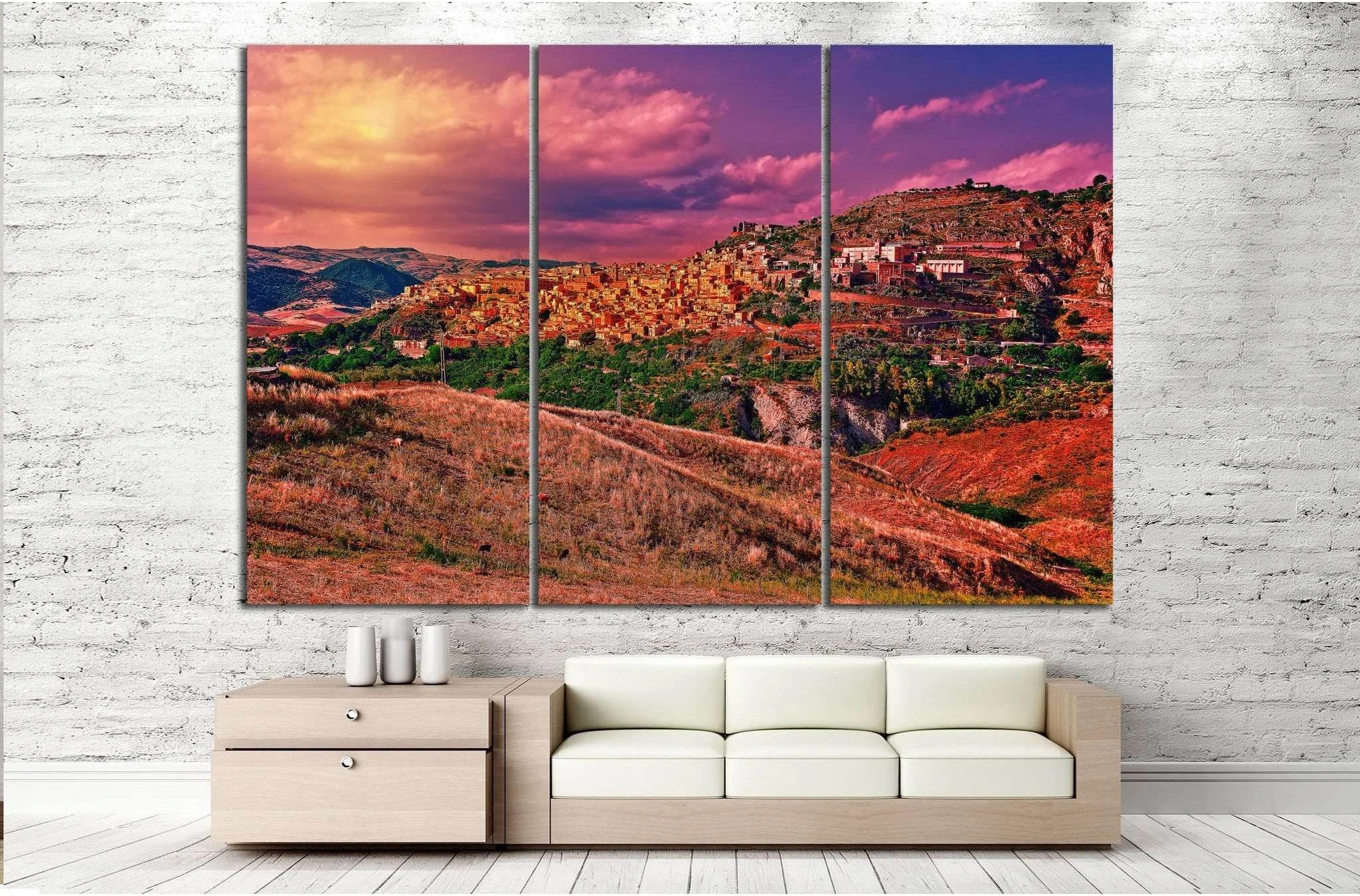 Medieval Town on the Mountain №994 Ready to Hang Canvas Print - Zellart Canvas Prints ALL_Products, s-994
