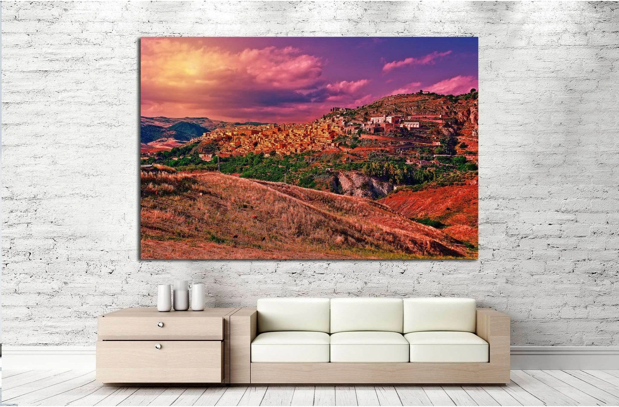 Medieval Town on the Mountain №994 Ready to Hang Canvas Print - Zellart Canvas Prints ALL_Products, s-994