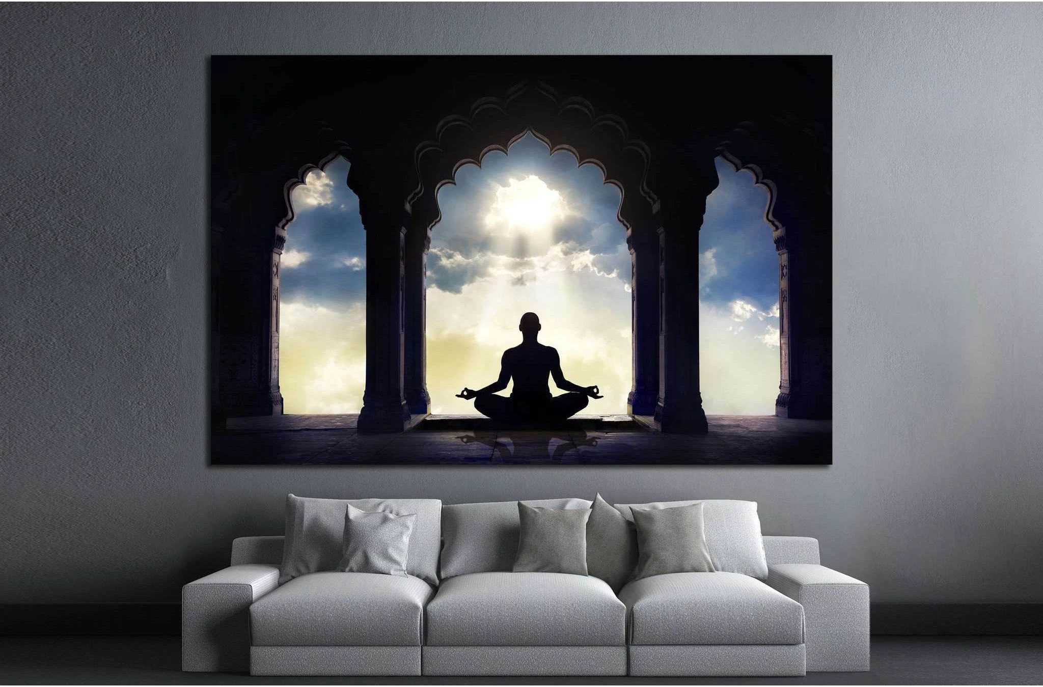 Meditating in old temple №701 Ready to Hang Canvas Print - Zellart Canvas Prints ALL_Products, s-701