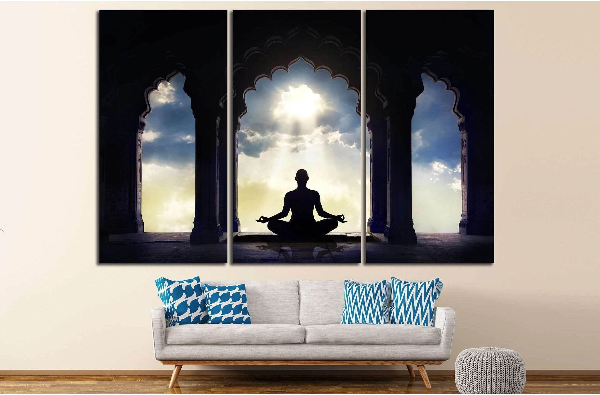 Meditating in old temple №701 Ready to Hang Canvas Print - Zellart Canvas Prints ALL_Products, s-701