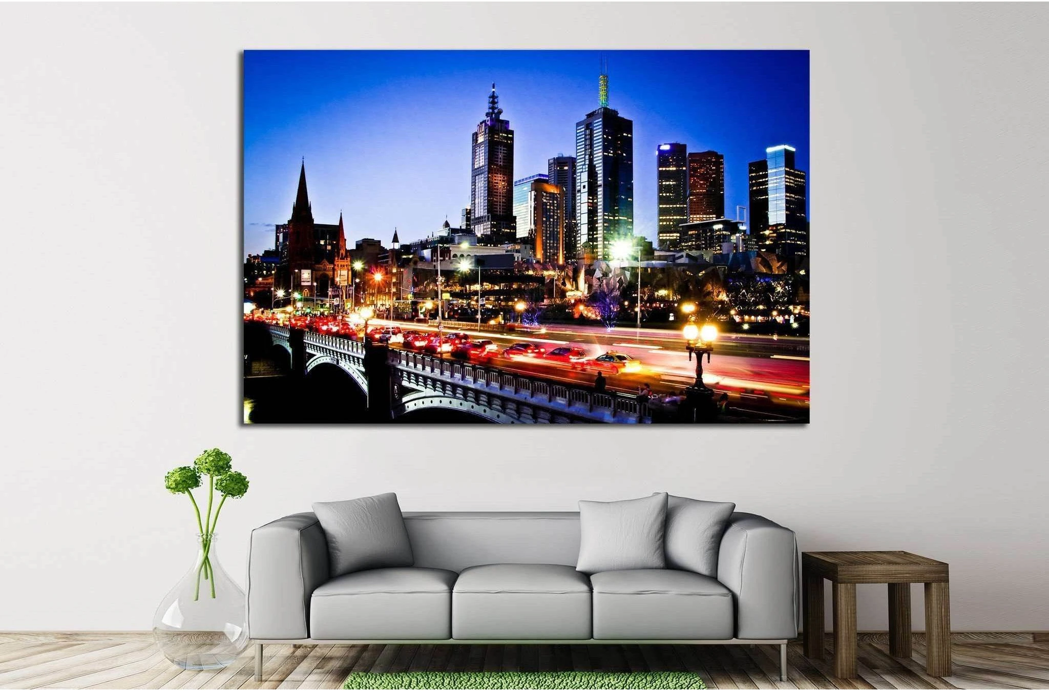 Melbourne by Night №784 Ready to Hang Canvas Print - Zellart Canvas Prints ALL_Products, s-784