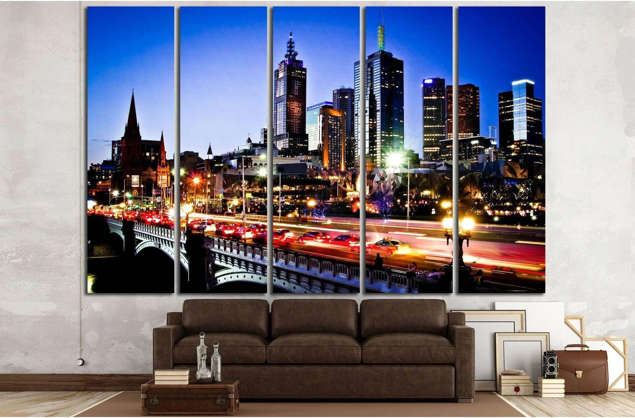Melbourne by Night №784 Ready to Hang Canvas Print - Zellart Canvas Prints ALL_Products, s-784