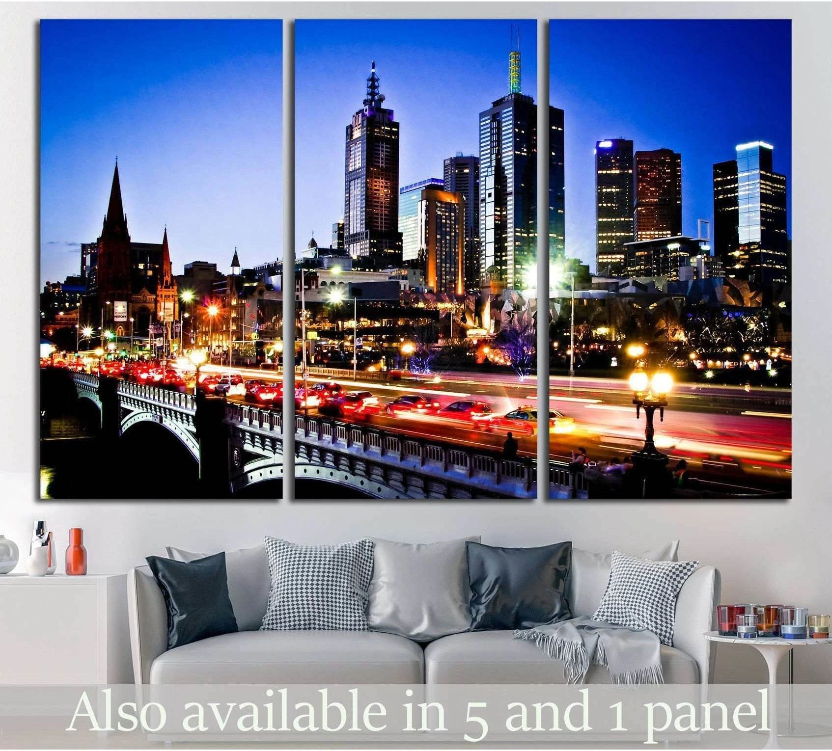 Melbourne by Night №784 Ready to Hang Canvas Print - Zellart Canvas Prints ALL_Products, s-784