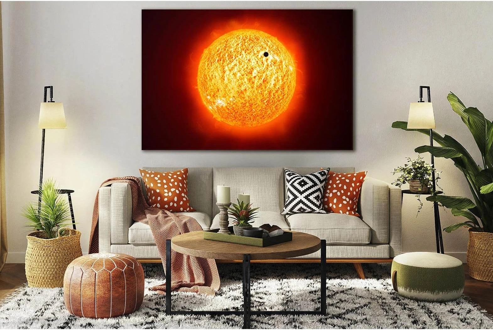 Mercury On The Sun Background №SL435 Ready to Hang Canvas Print - Zellart Canvas Prints 0new, ALL_Products, Astronomy & Space Canvas Wall Art