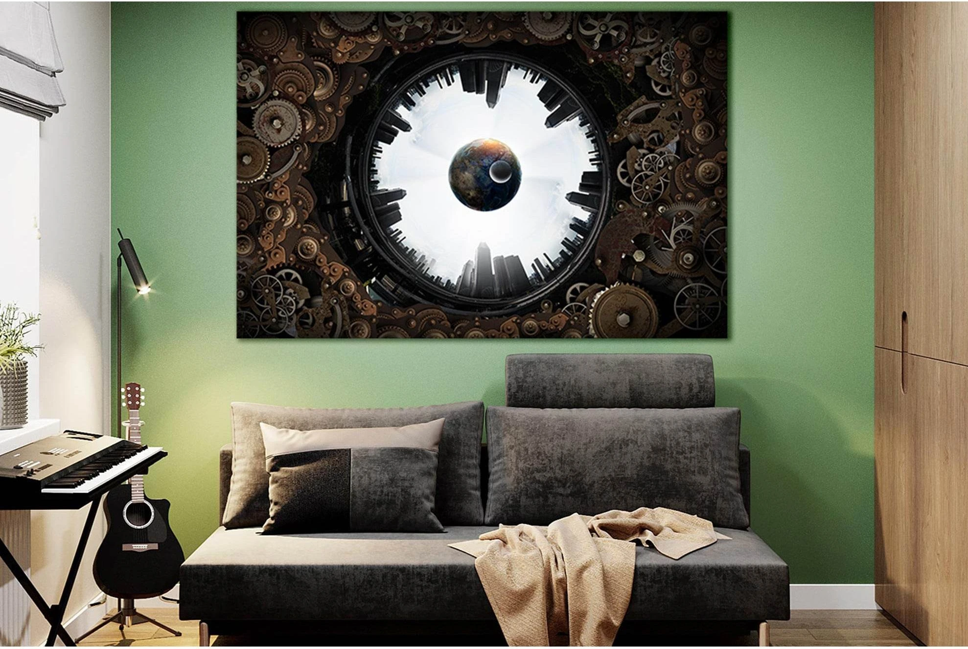 Metal Gear Mechanism №SL1451 Ready to Hang Canvas Print - Zellart Canvas Prints 0new, ALL_Products, Engine