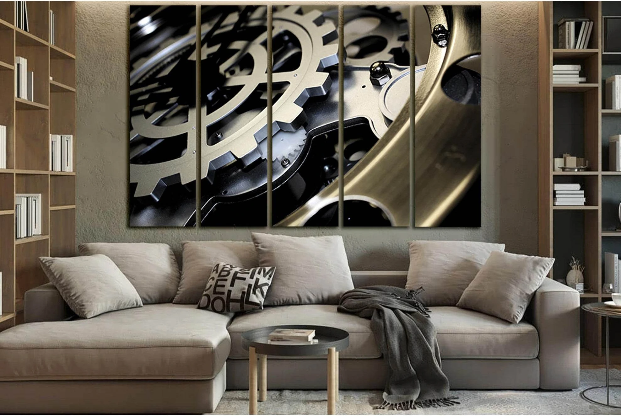 Metal Gears Clockwork №SL1424 Ready to Hang Canvas Print - Zellart Canvas Prints 0new, ALL_Products, Engine