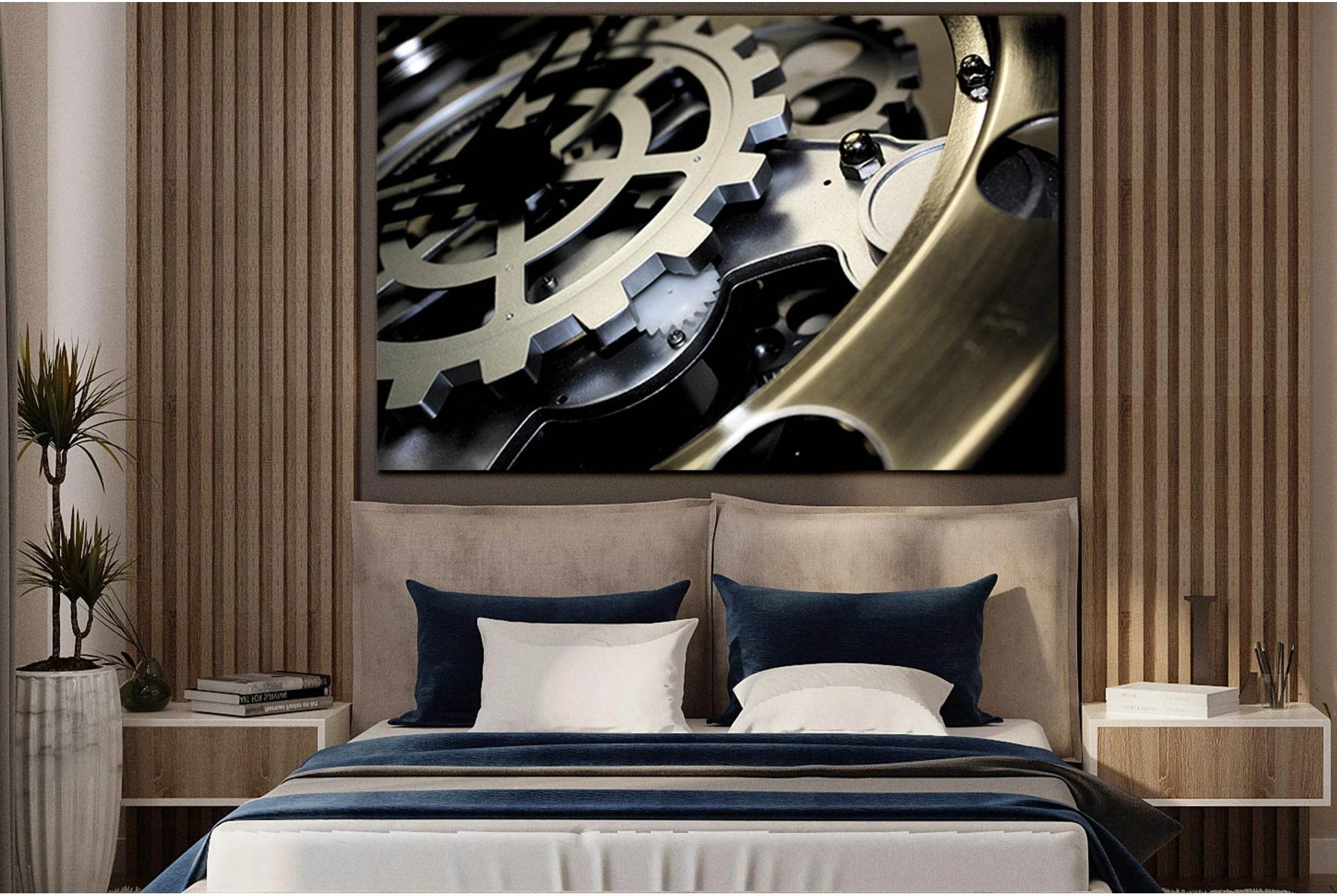 Metal Gears Clockwork №SL1424 Ready to Hang Canvas Print - Zellart Canvas Prints 0new, ALL_Products, Engine