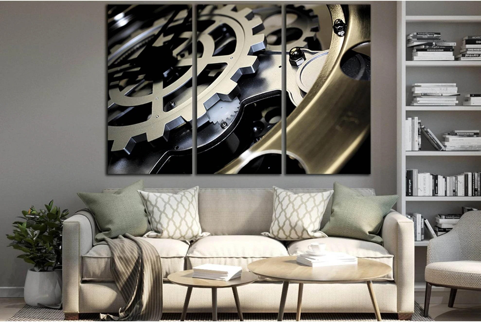 Metal Gears Clockwork №SL1424 Ready to Hang Canvas Print - Zellart Canvas Prints 0new, ALL_Products, Engine