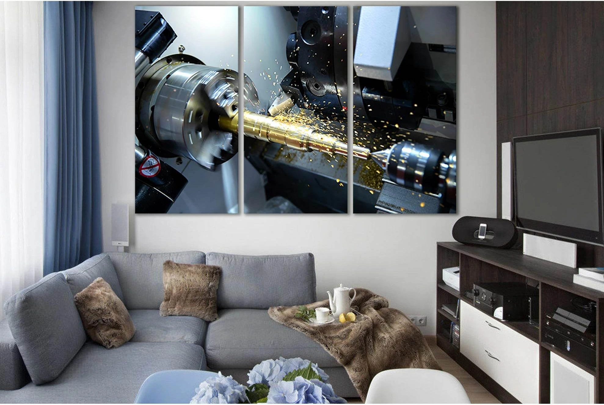 Metal Lathe №SL1452 Ready to Hang Canvas Print - Zellart Canvas Prints 0new, ALL_Products, Engine