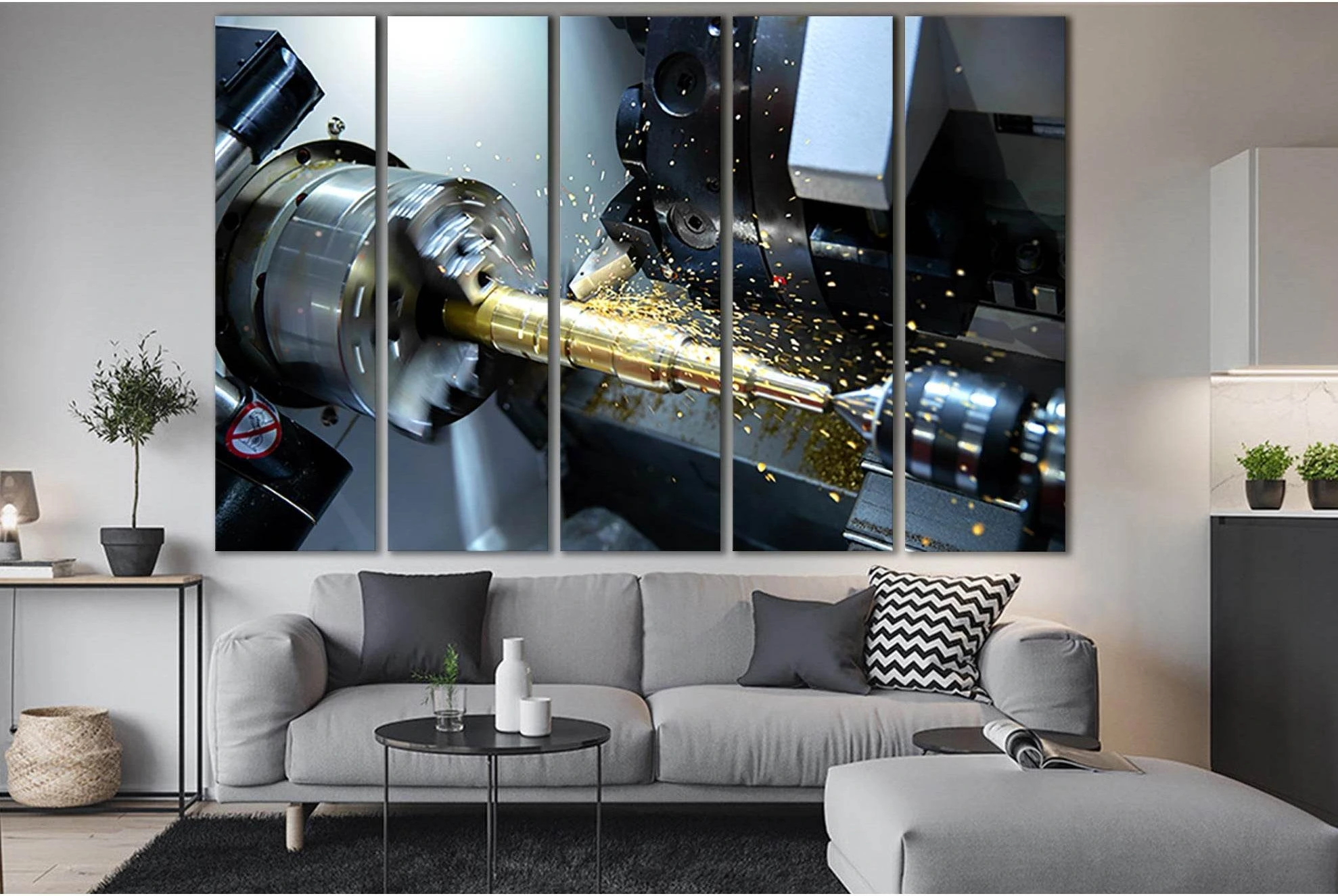 Metal Lathe №SL1452 Ready to Hang Canvas Print - Zellart Canvas Prints 0new, ALL_Products, Engine