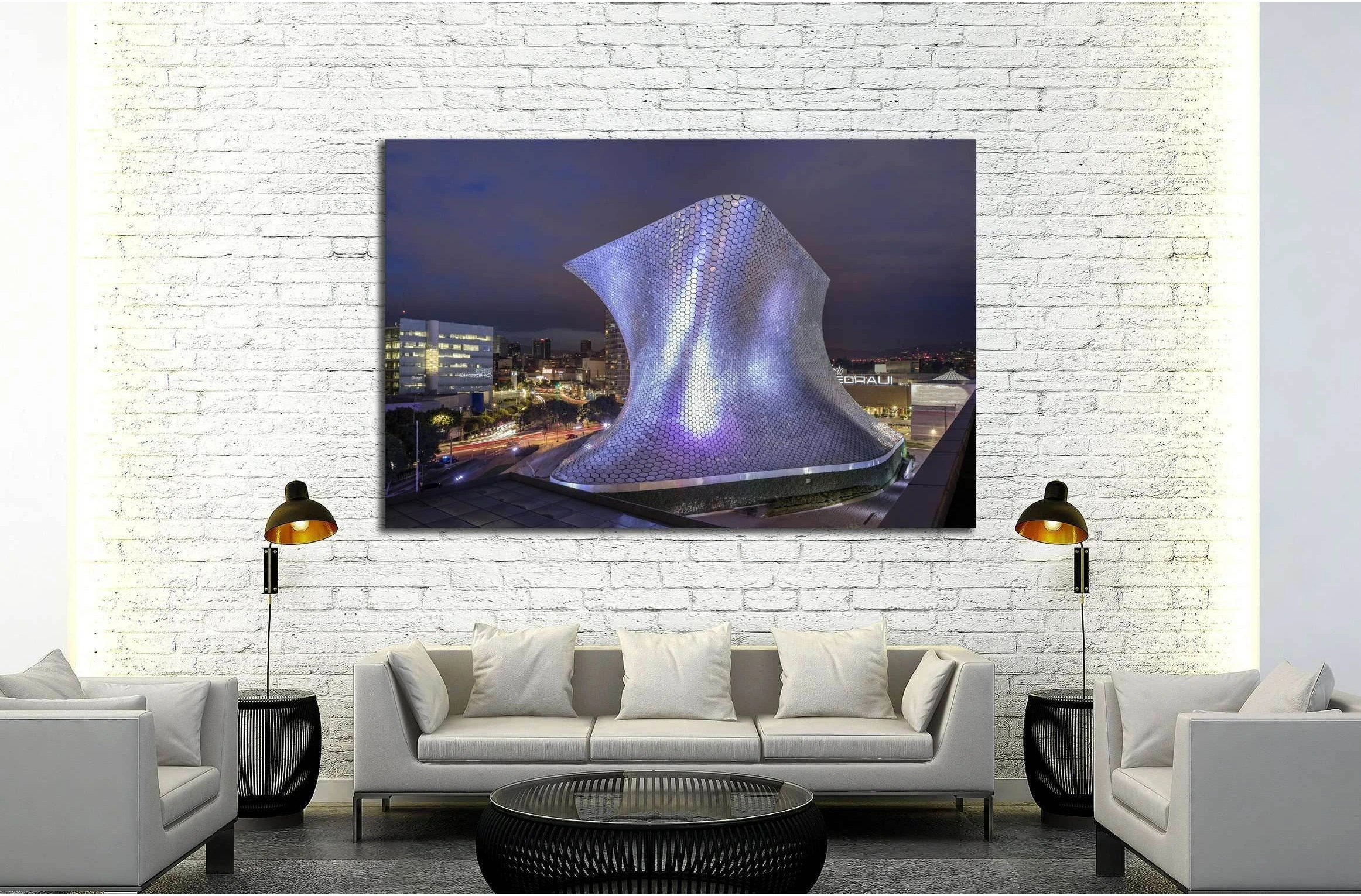 Mexico City, Mexico, Museum Soumaya at night, Nuevo Polanco №2328 Ready to Hang Canvas Print - Zellart Canvas Prints ALL_Products, s-2328