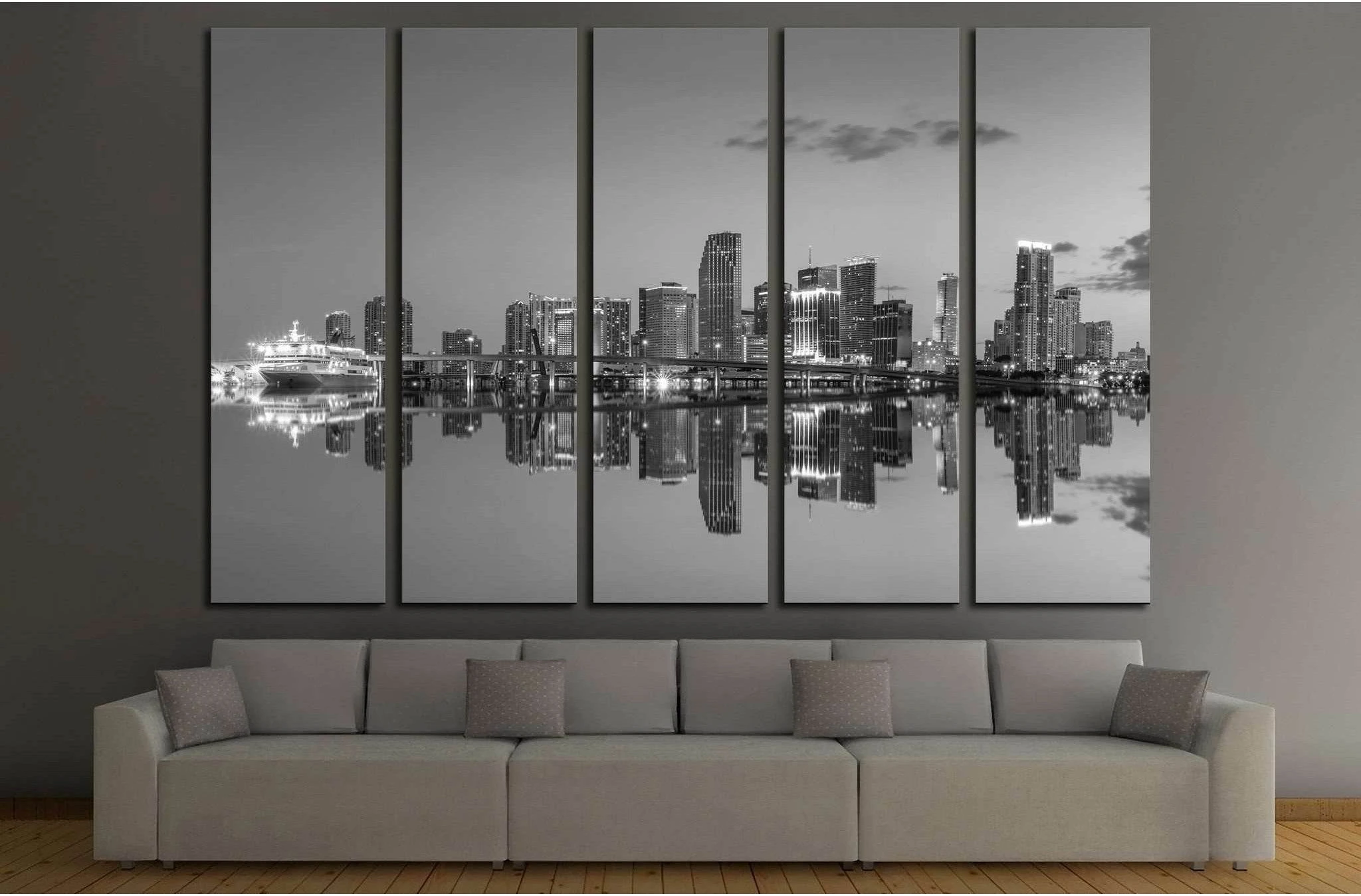 Miami Сity Skyline №528 Ready to Hang Canvas Print - Zellart Canvas Prints ALL_Products, s-528