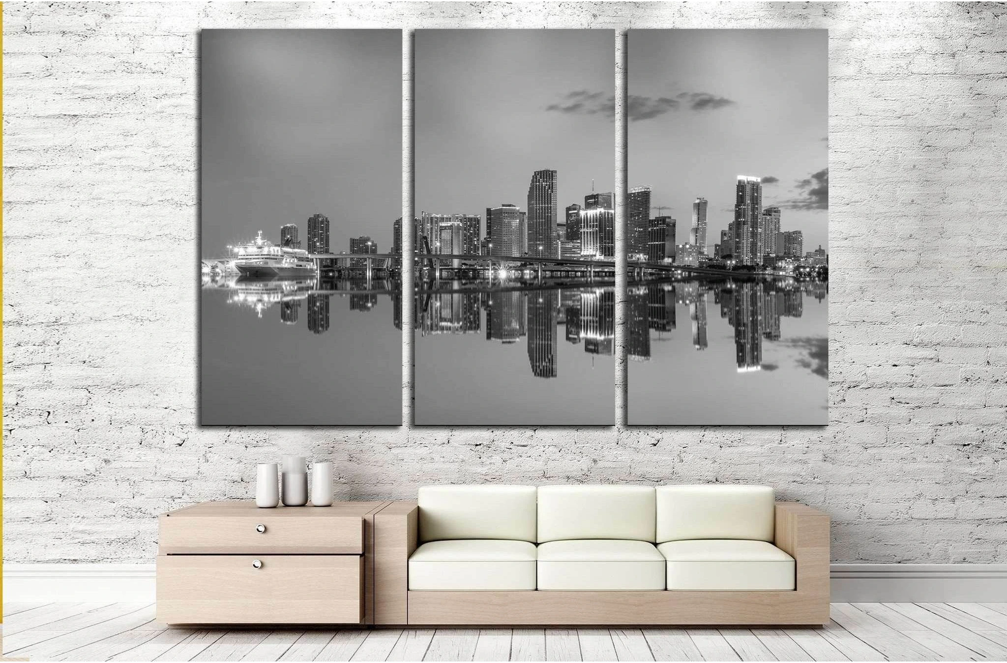 Miami Сity Skyline №528 Ready to Hang Canvas Print - Zellart Canvas Prints ALL_Products, s-528