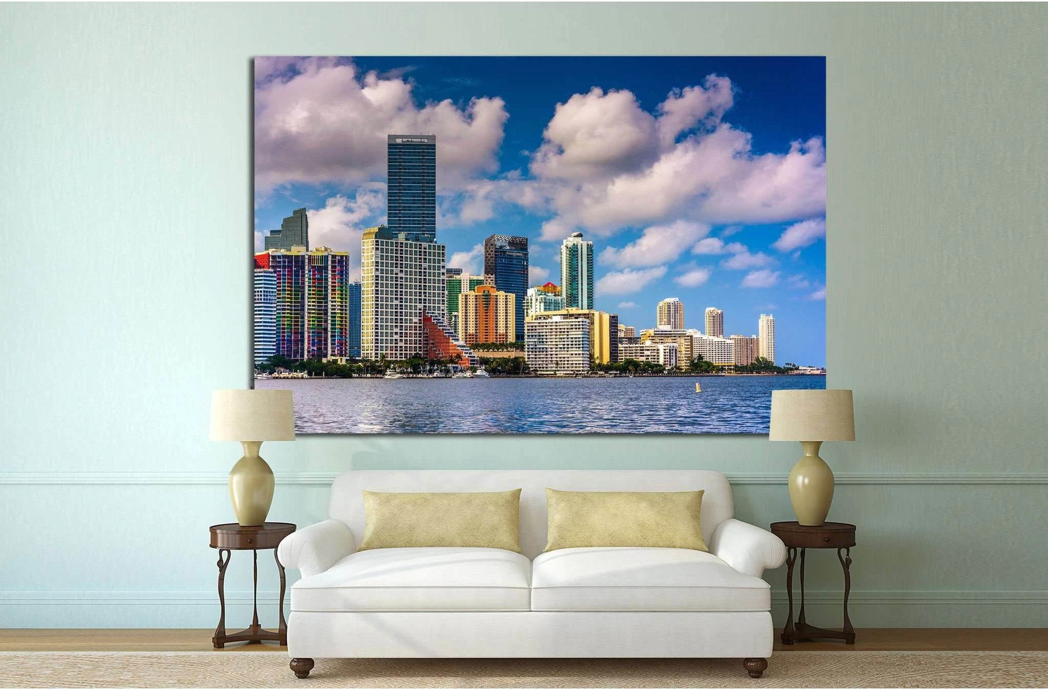 Miami Skyline from Virginia Key, Miami, Florida №1633 Ready to Hang Canvas Print - Zellart Canvas Prints ALL_Products, s-1633