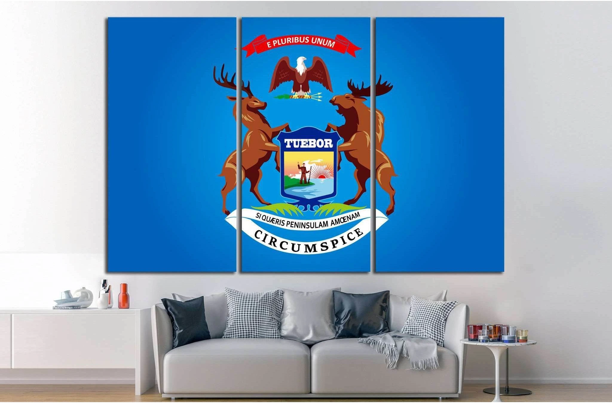 Michigan Flag №688 Ready to Hang Canvas Print - Zellart Canvas Prints ALL_Products, s-688