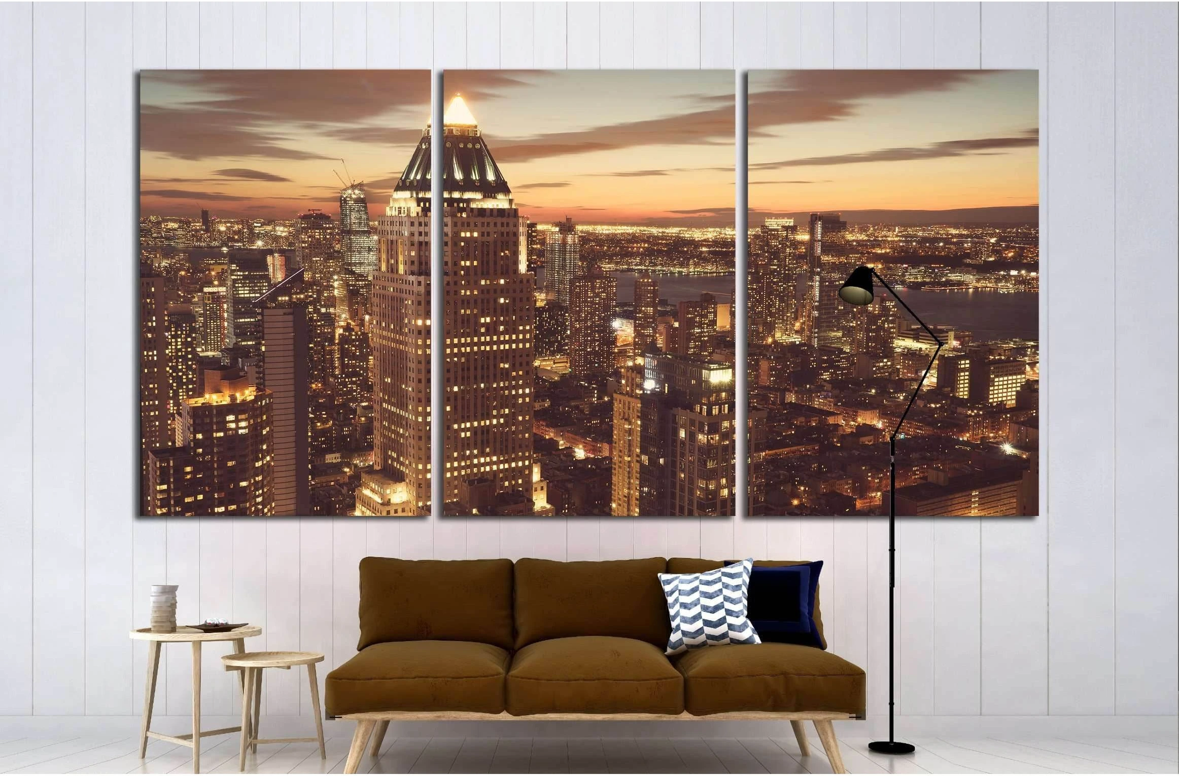 Midtown Manhattan New York skyline at night №1539 Ready to Hang Canvas Print - Zellart Canvas Prints 0_NY_ART, ALL_Products, s-1539