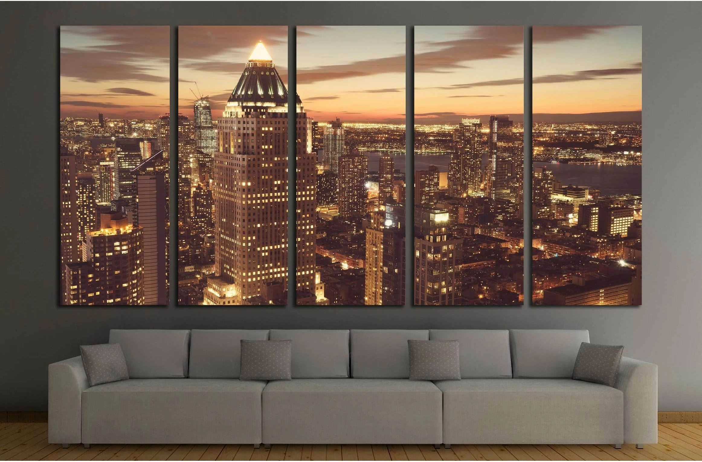 Midtown Manhattan New York skyline at night №1539 Ready to Hang Canvas Print - Zellart Canvas Prints 0_NY_ART, ALL_Products, s-1539