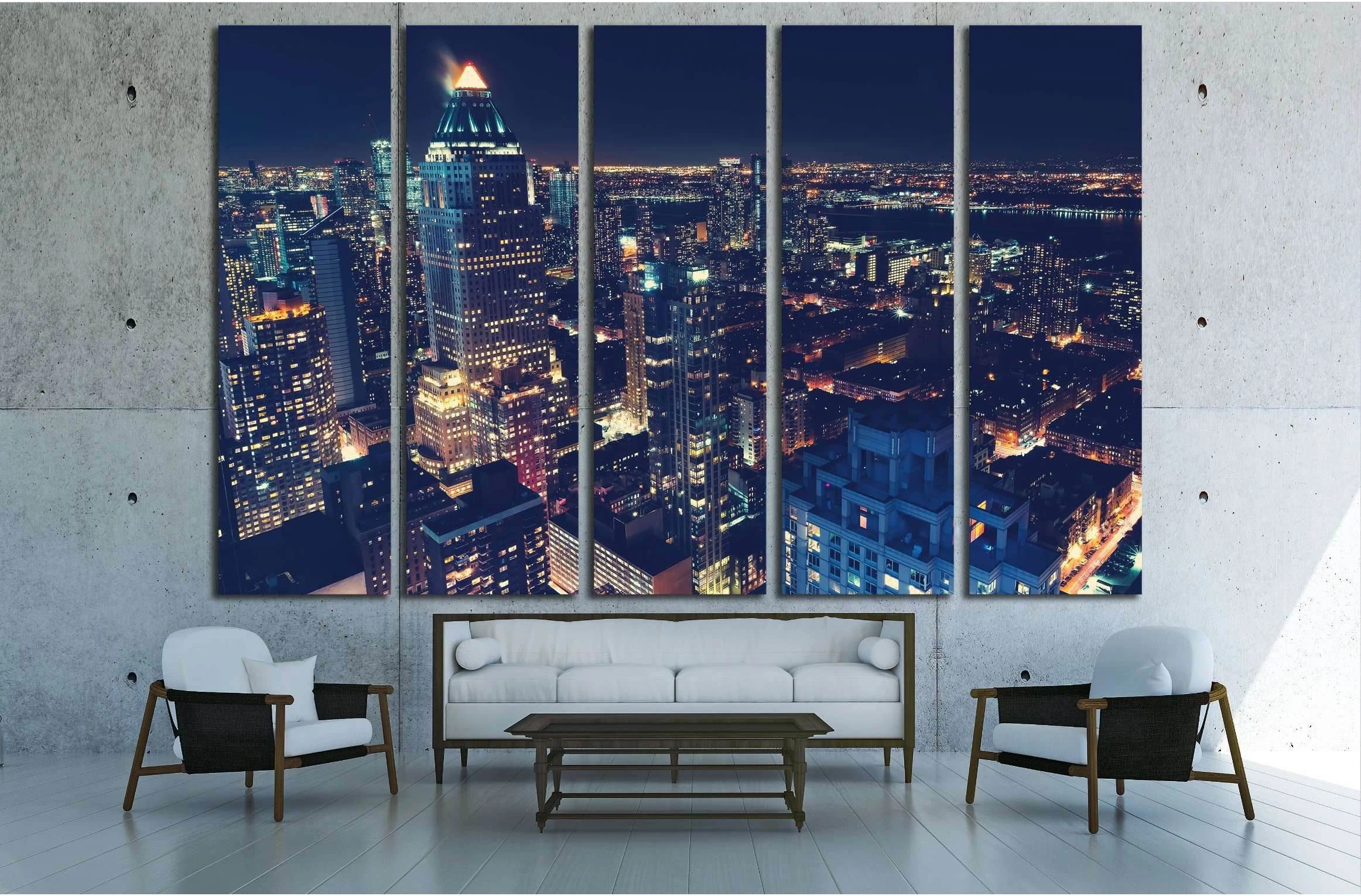 Midtown Manhattan New York skyline at night №3005 Ready to Hang Canvas Print - Zellart Canvas Prints 0_NY_ART, ALL_Products, s-3005