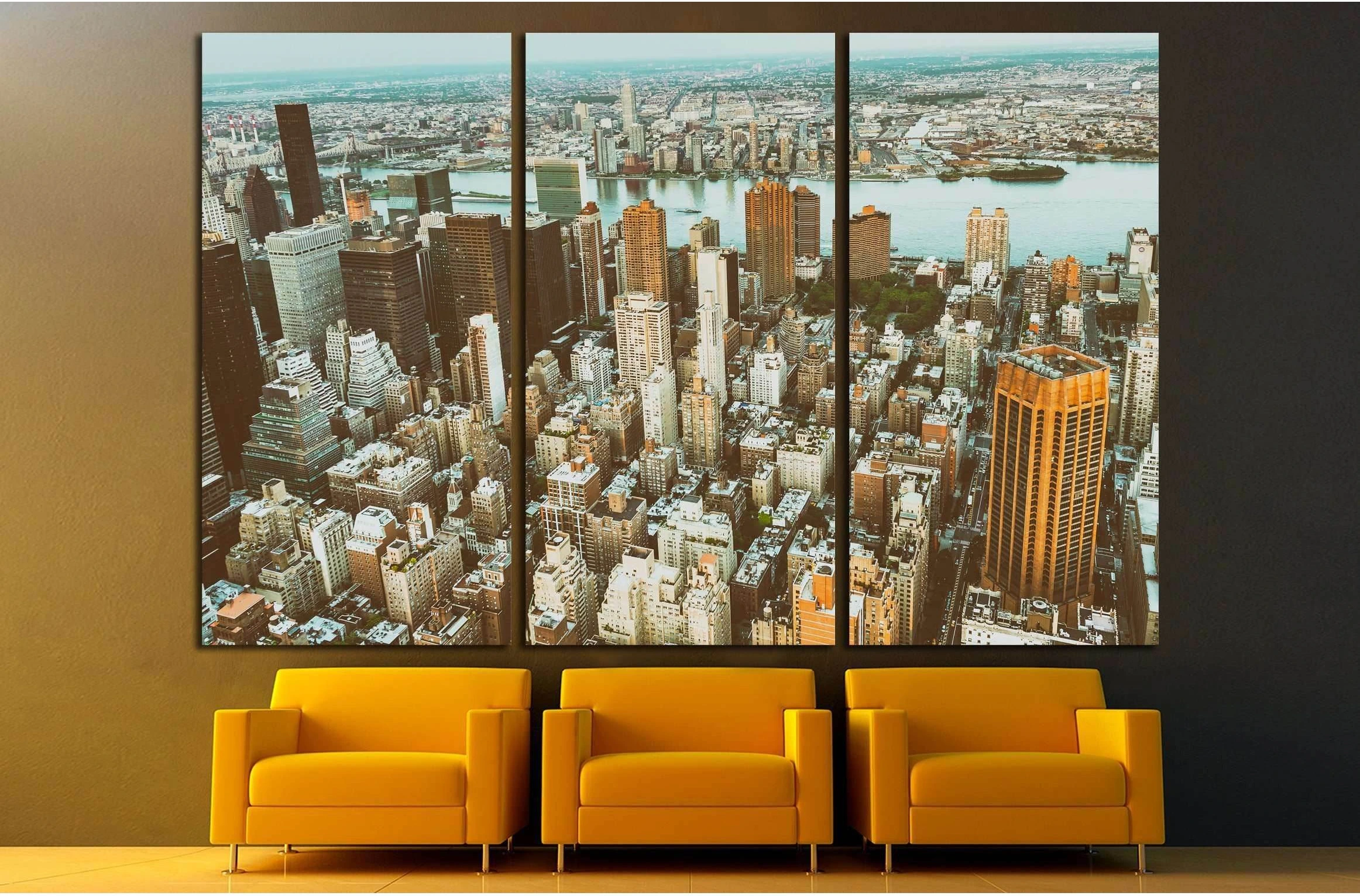Midtown Manhattan night aerial skyline. №2715 Ready to Hang Canvas Print - Zellart Canvas Prints 0_NY_ART, ALL_Products, s-2715