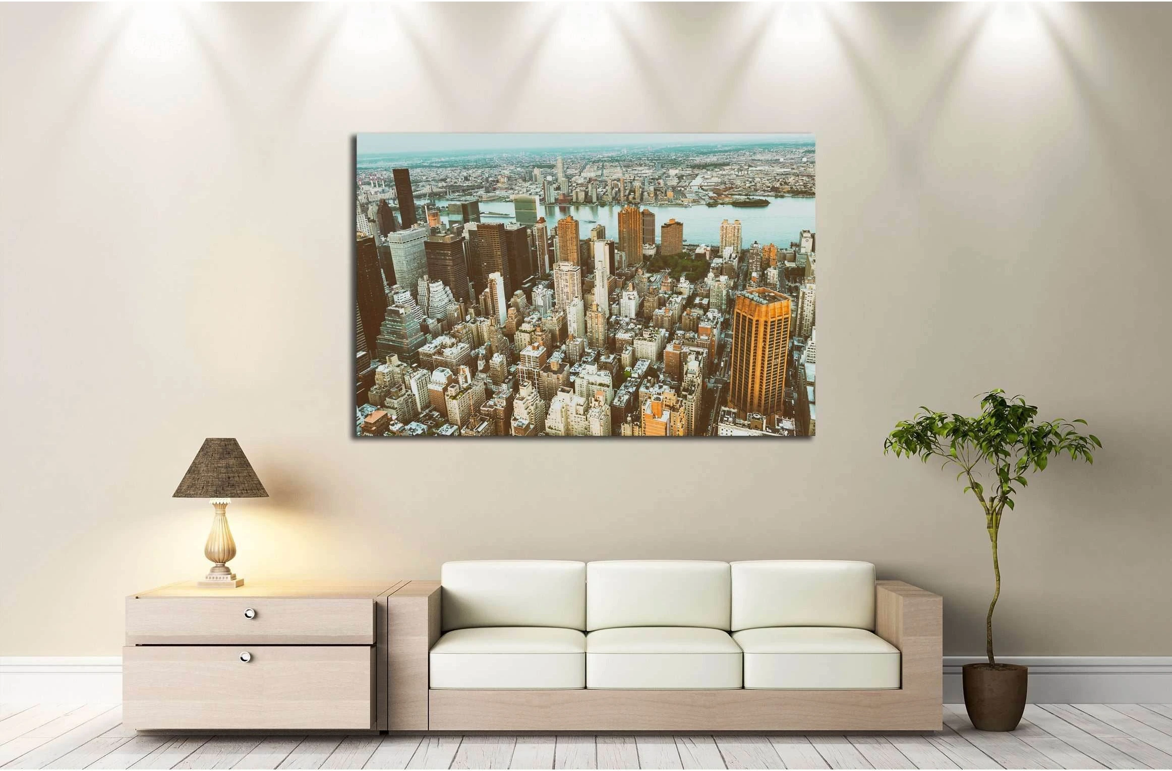 Midtown Manhattan night aerial skyline. №2715 Ready to Hang Canvas Print - Zellart Canvas Prints 0_NY_ART, ALL_Products, s-2715