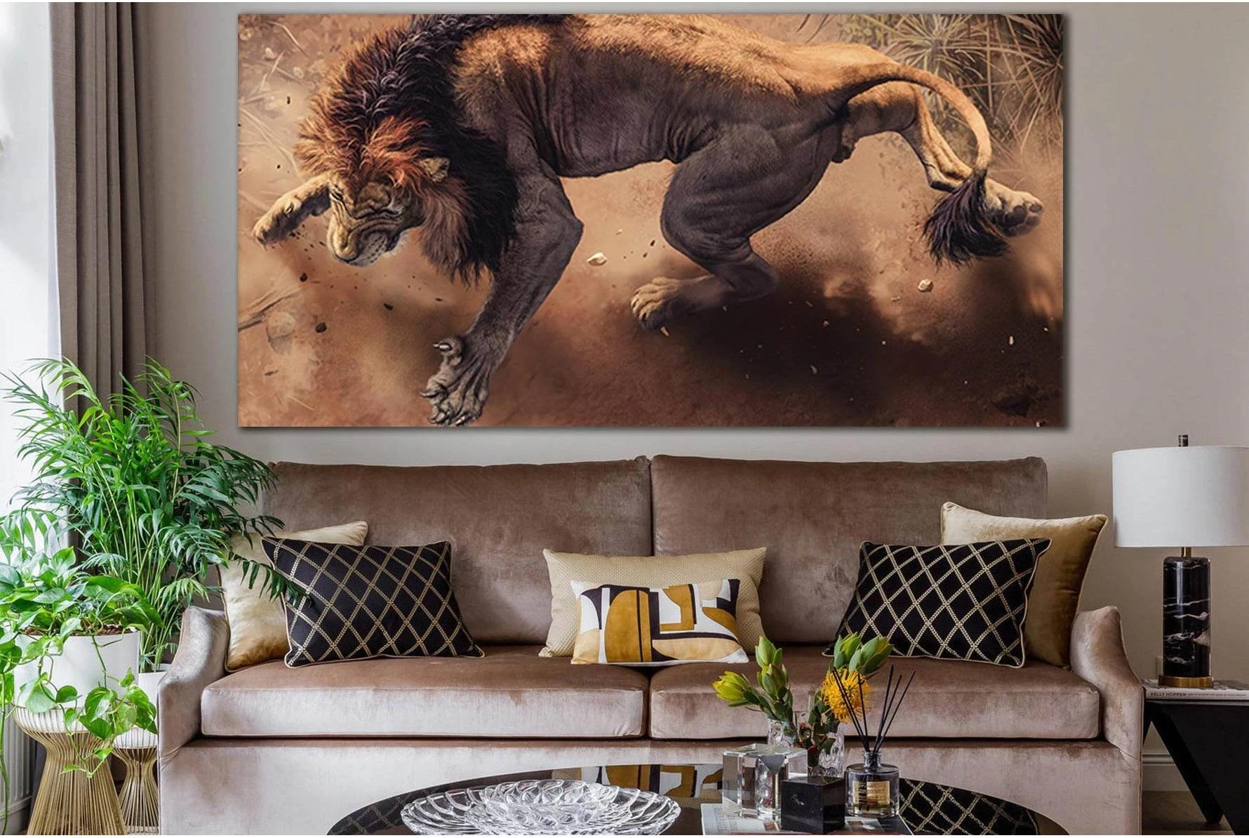 Mighty Adult Lion №SL1032 Ready to Hang Canvas Print - Zellart Canvas Prints 0new, ALL_Products, Animals & Wildlife, Lion