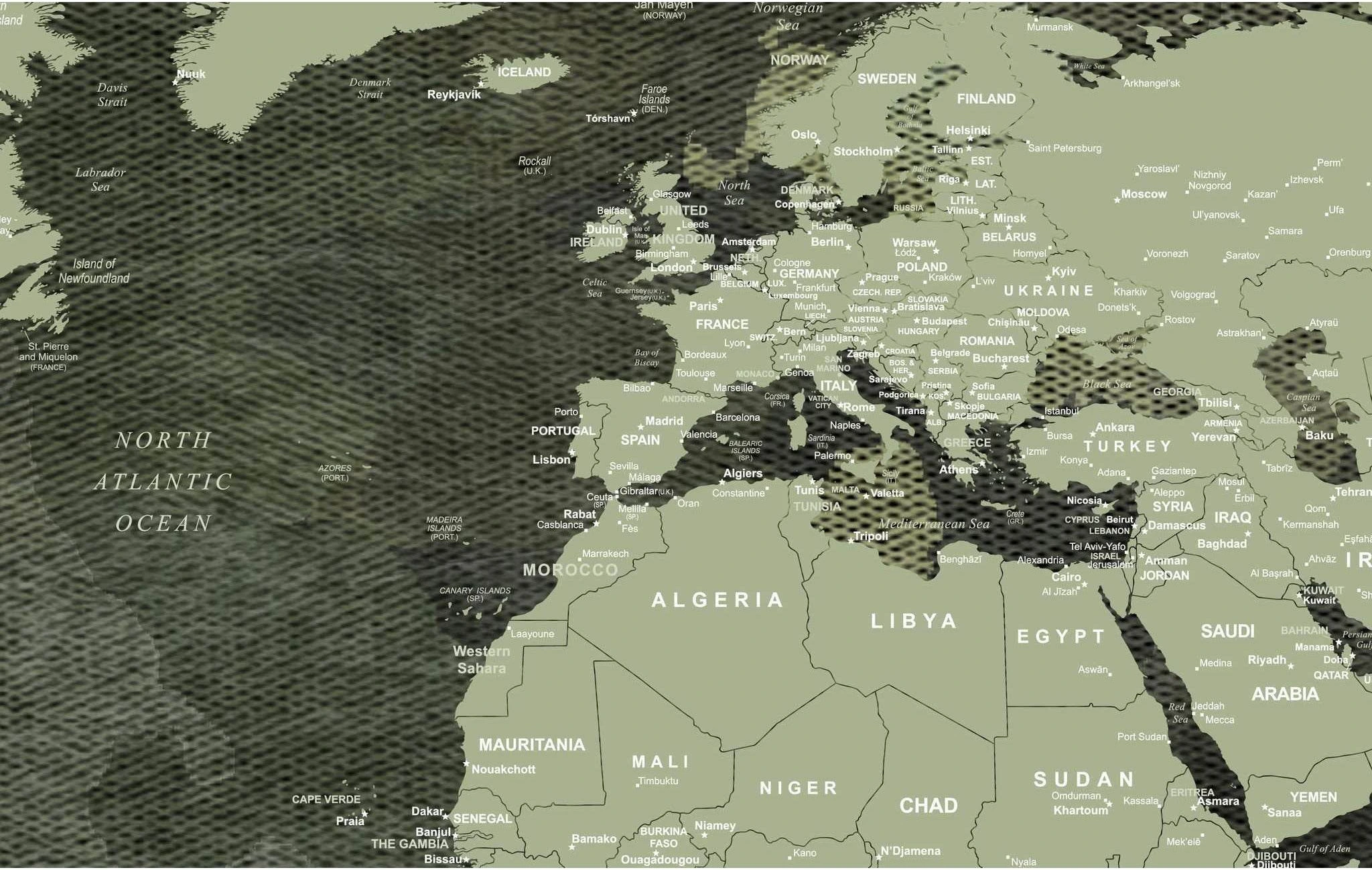 Military World Map №106 Ready to Hang Canvas Print - Zellart Canvas Prints ALL_Products, wd-106