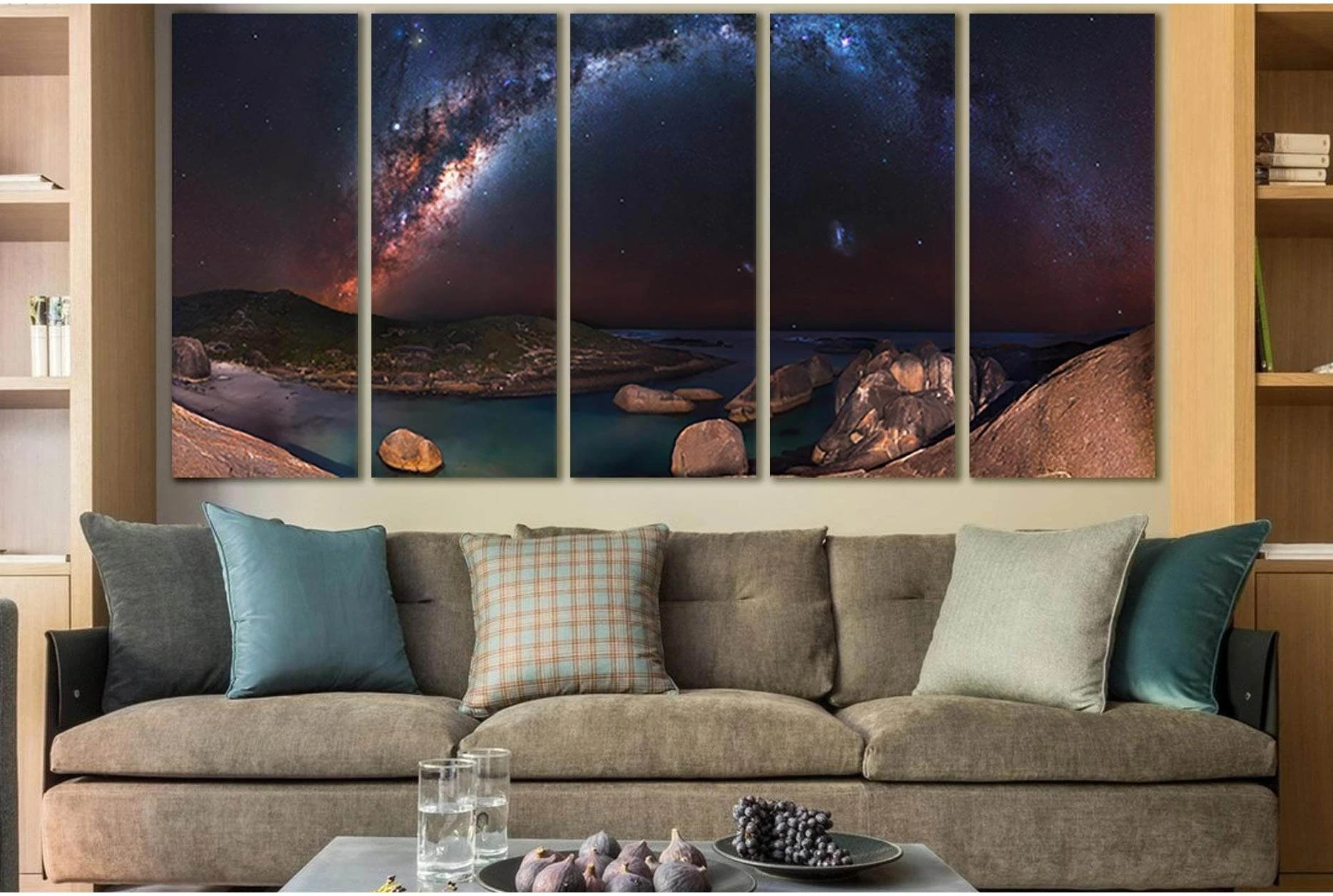 Milky Way Coast Night №SL961 Ready to Hang Canvas Print - Zellart Canvas Prints 0new, ALL_Products, Astronomy & Space Canvas Wall Art