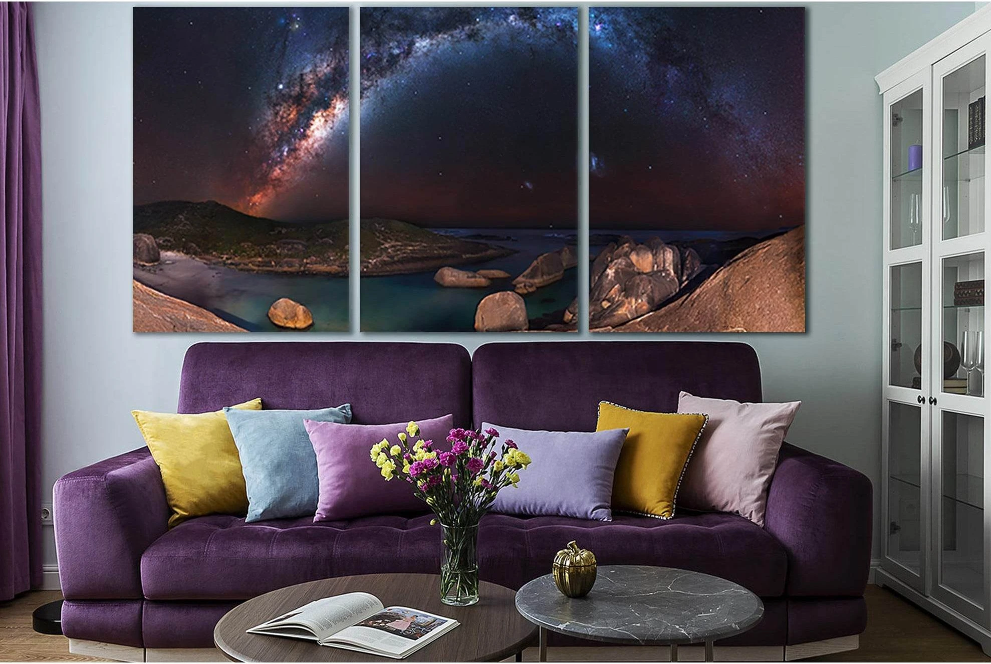Milky Way Coast Night №SL961 Ready to Hang Canvas Print - Zellart Canvas Prints 0new, ALL_Products, Astronomy & Space Canvas Wall Art
